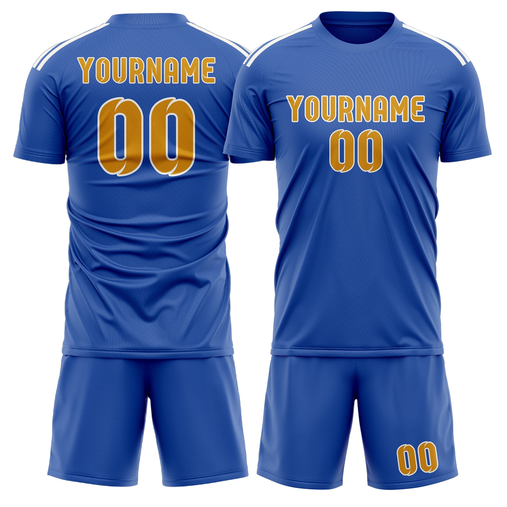 Custom Sky Blue Yellow Soccer Set