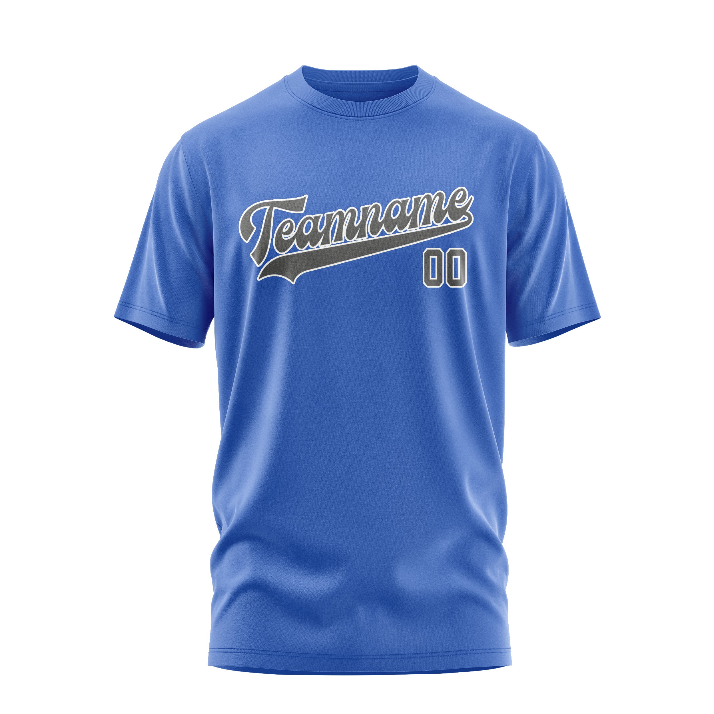 Custom Sky Blue Dark Grey T-Shirt
