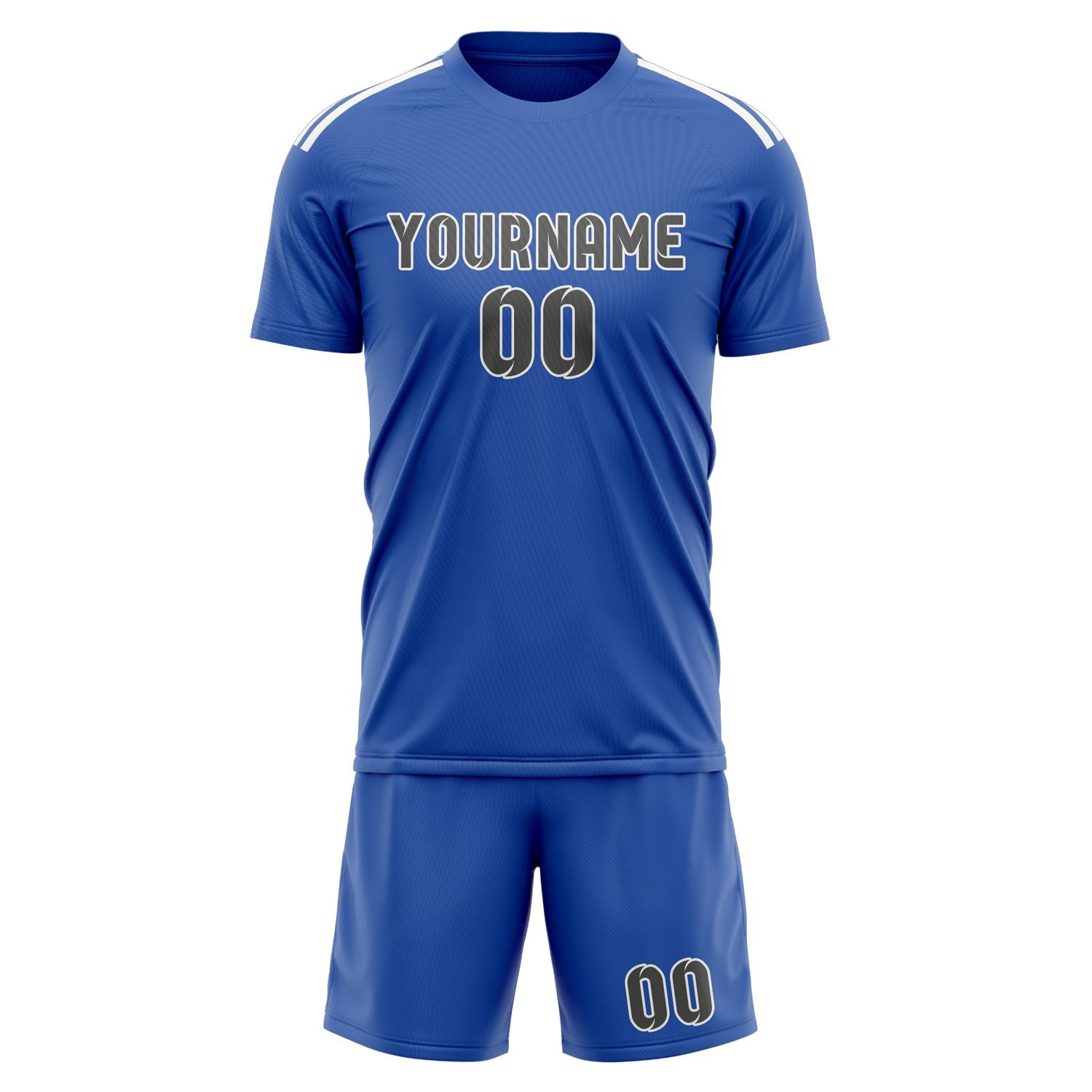 Custom Sky Blue Dark Grey Soccer Set