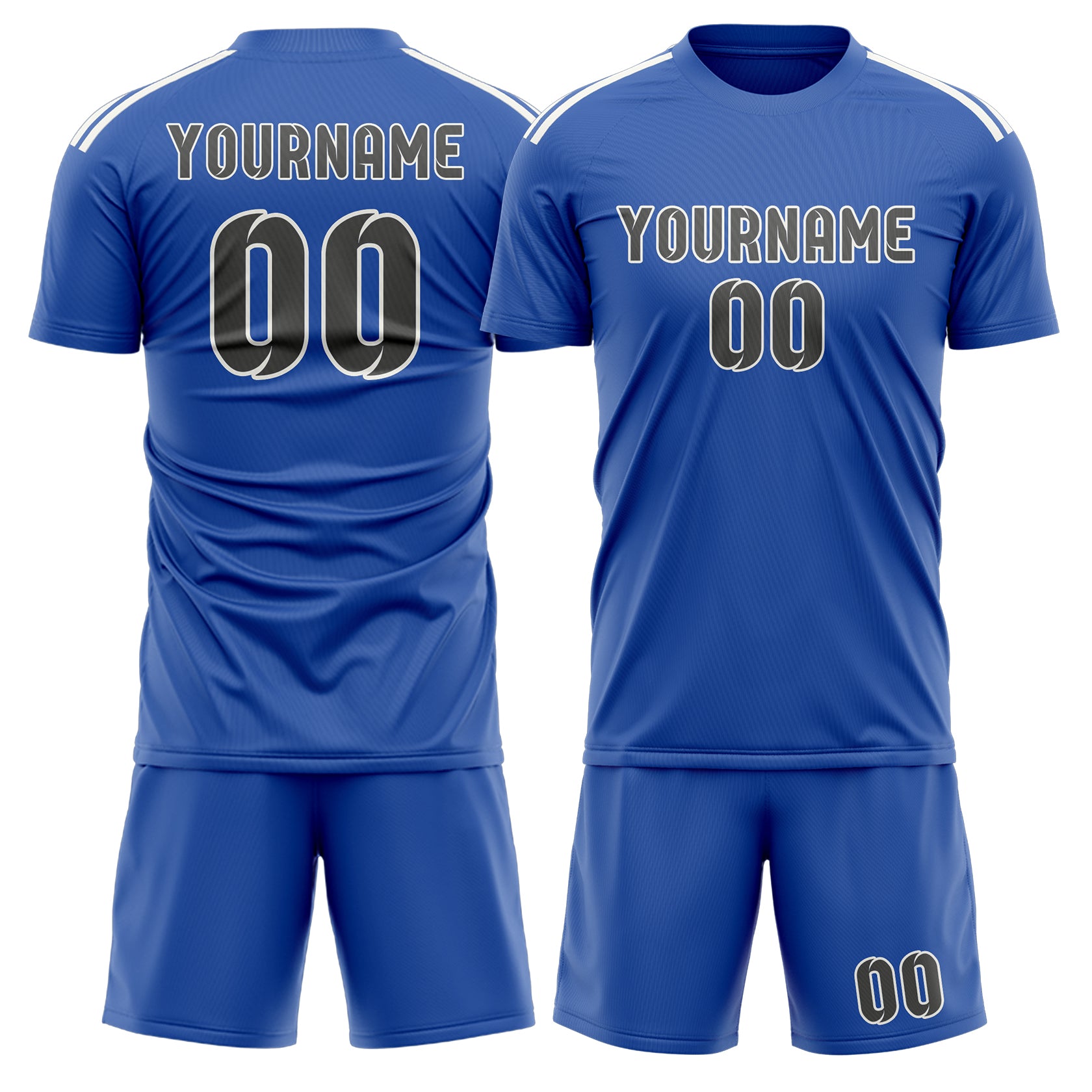 Custom Sky Blue Dark Grey Soccer Set