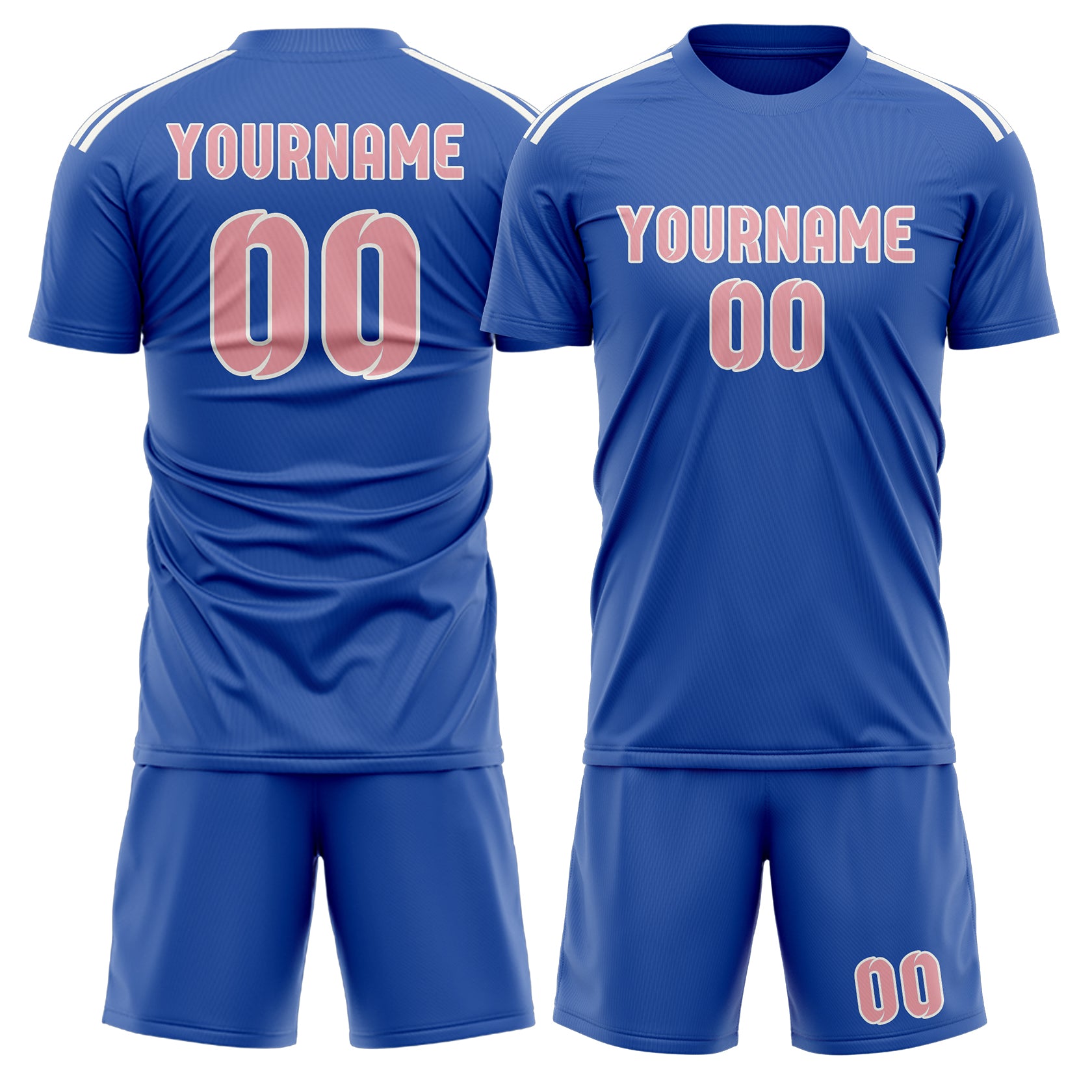 Custom Sky Blue Light Pink Soccer Set