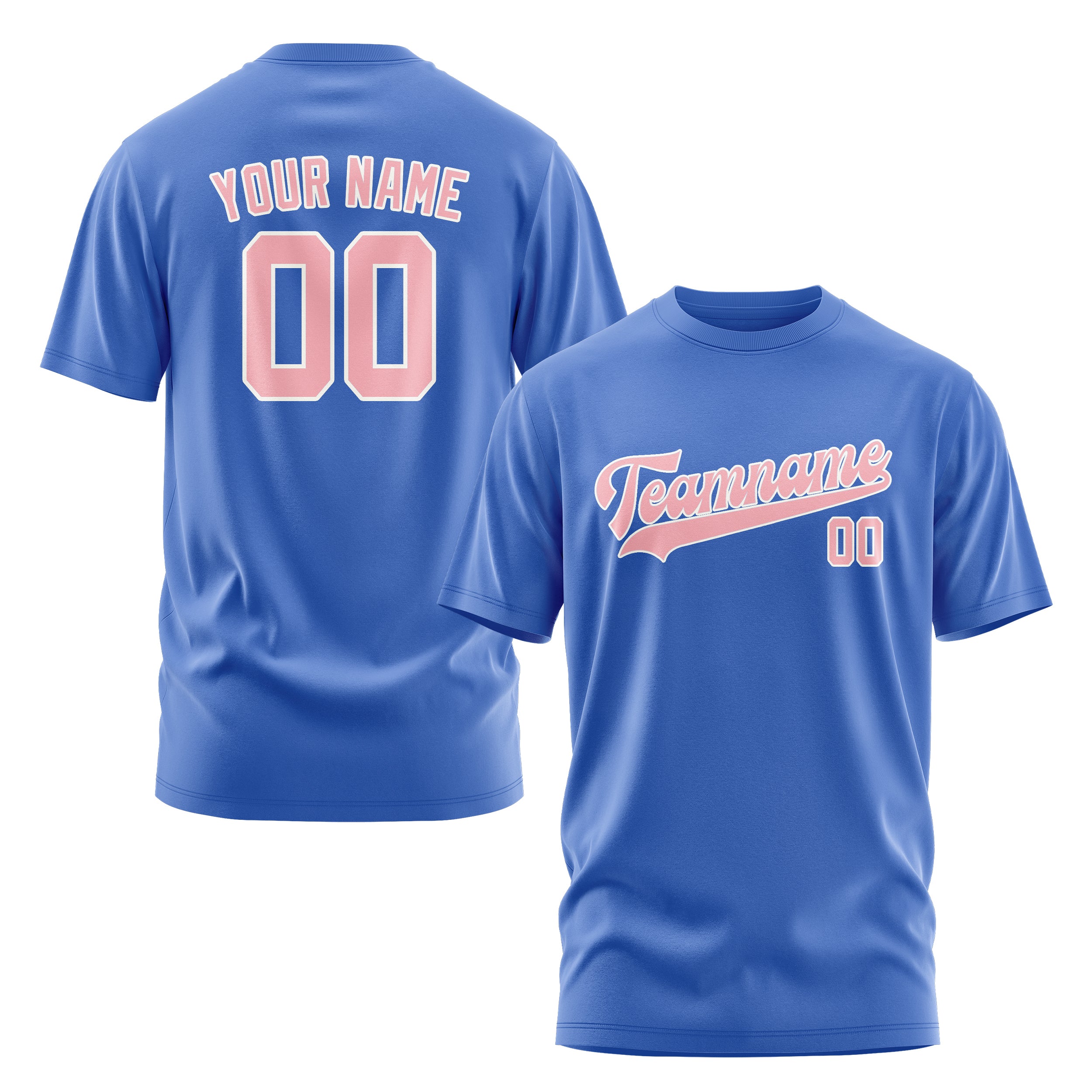 Custom Sky Blue Light Pink T-Shirt