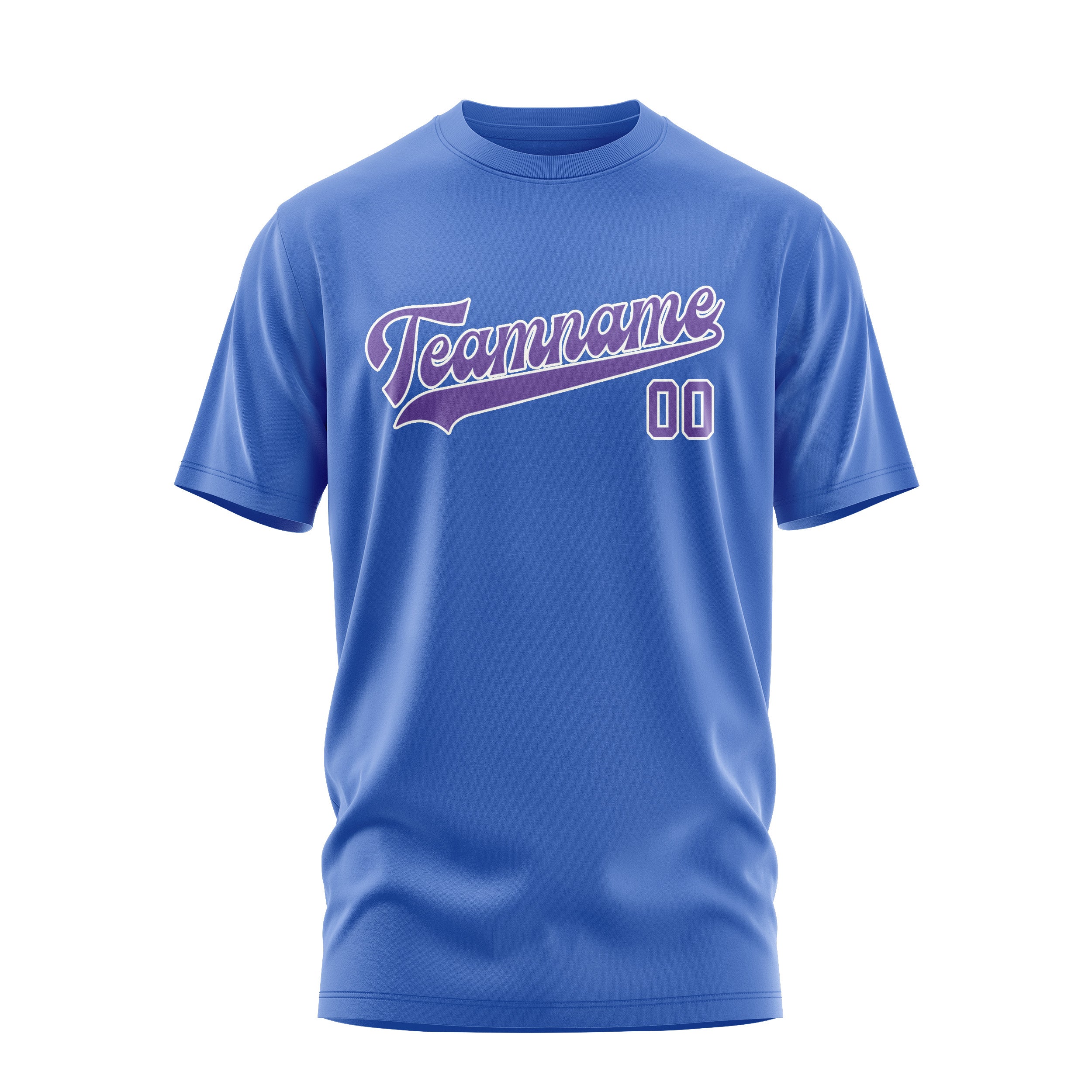 Custom Sky Blue Light Purple T-Shirt
