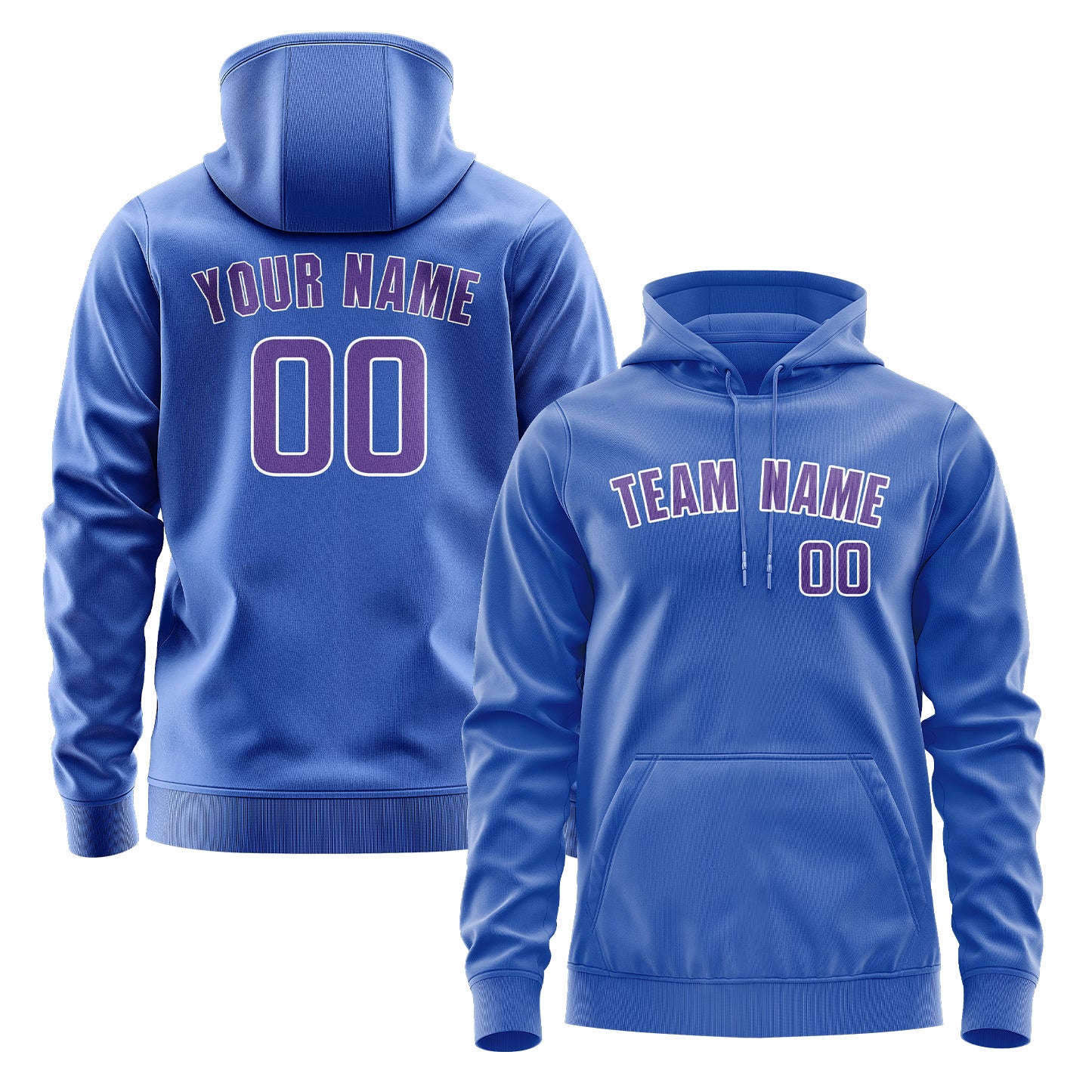Custom Sky Blue Light Purple Hoodie