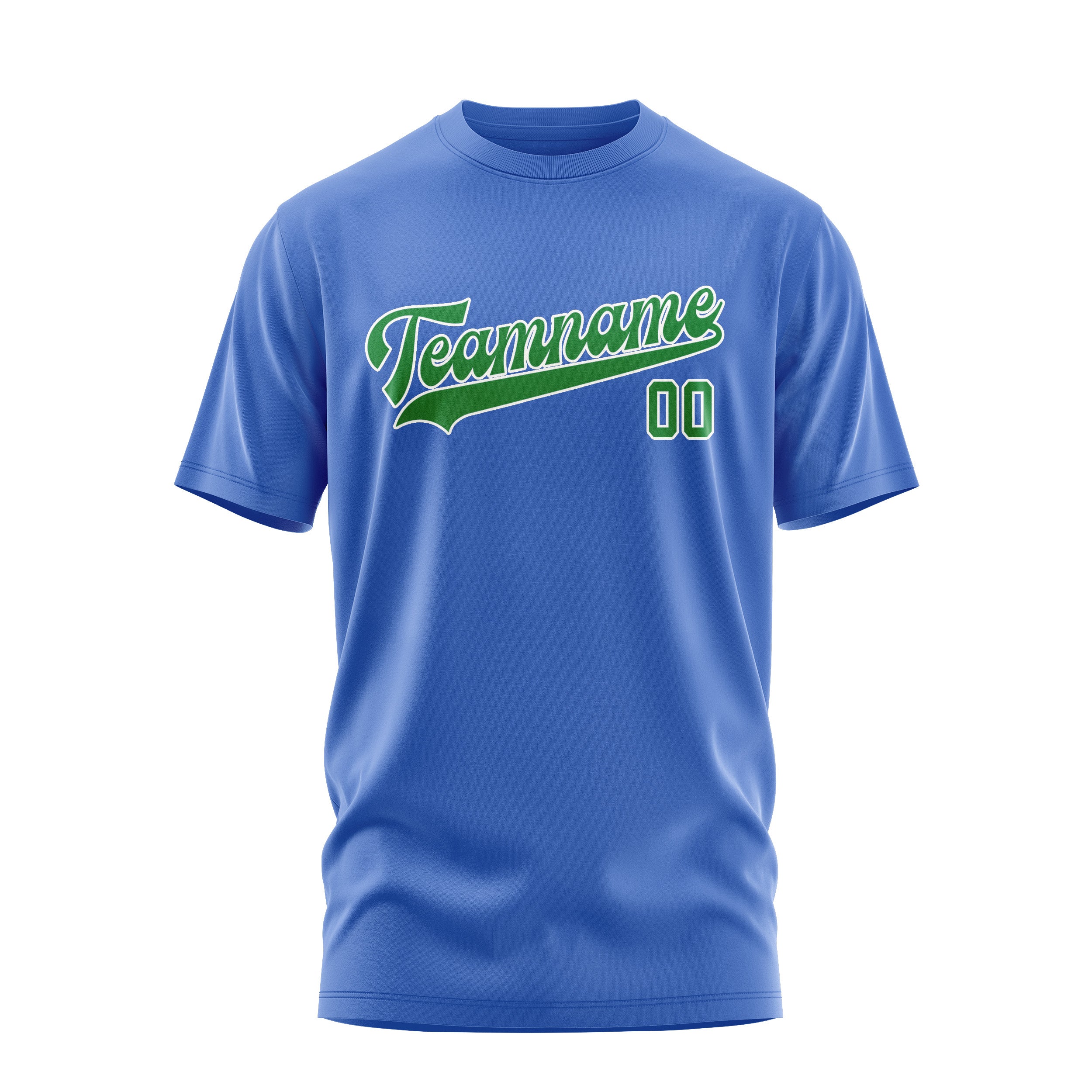 Custom Sky Blue Emerald Green T-Shirt