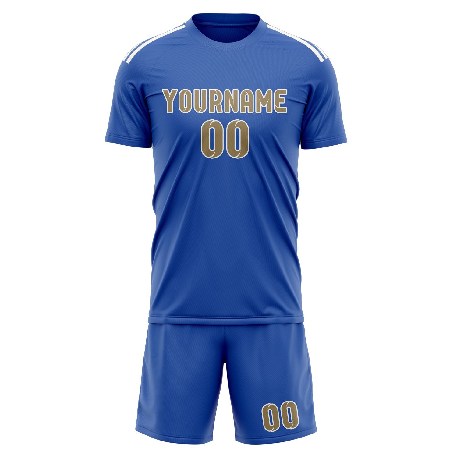 Custom Sky Blue Light Khaki Soccer Set