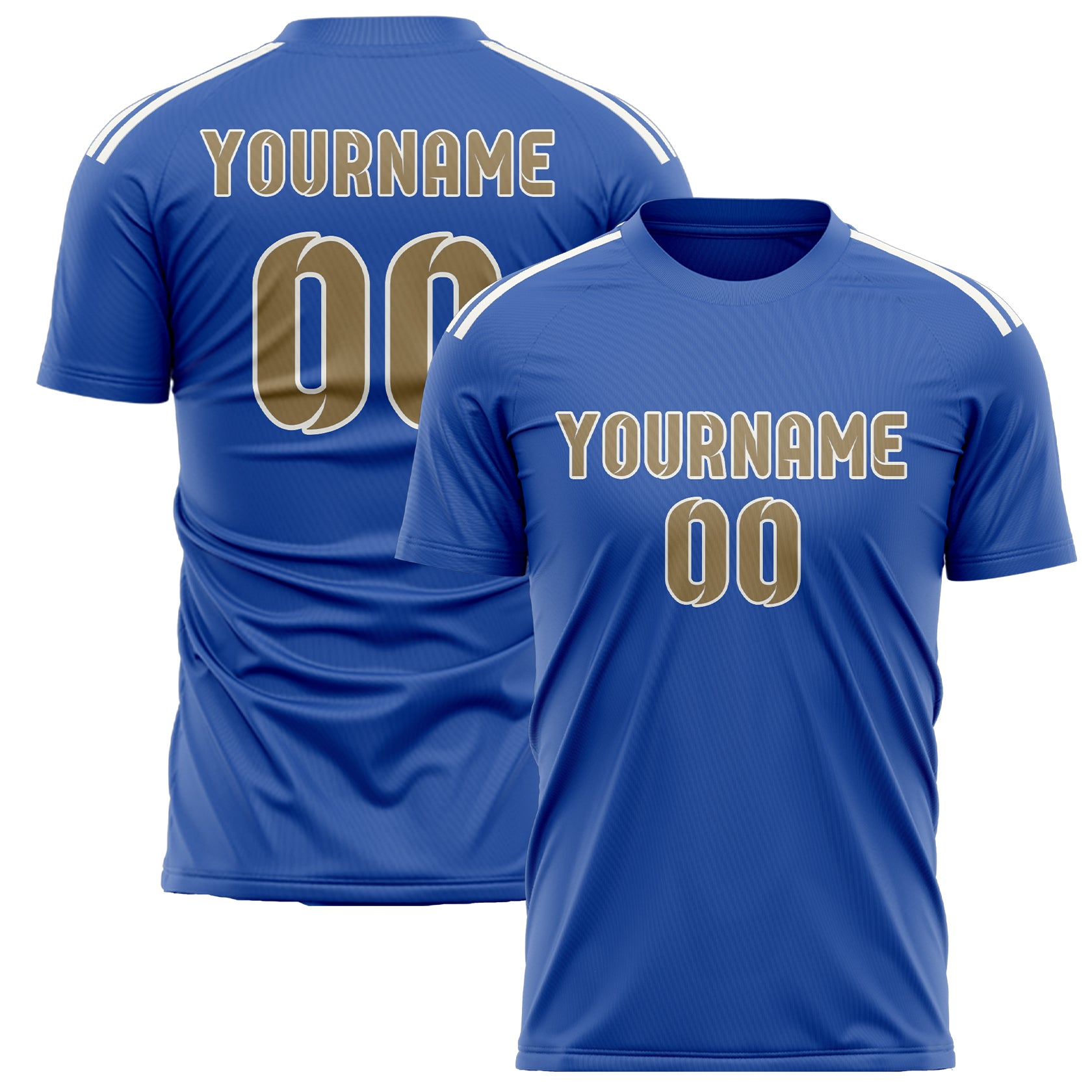 Custom Sky Blue Light Khaki Soccer Jersey