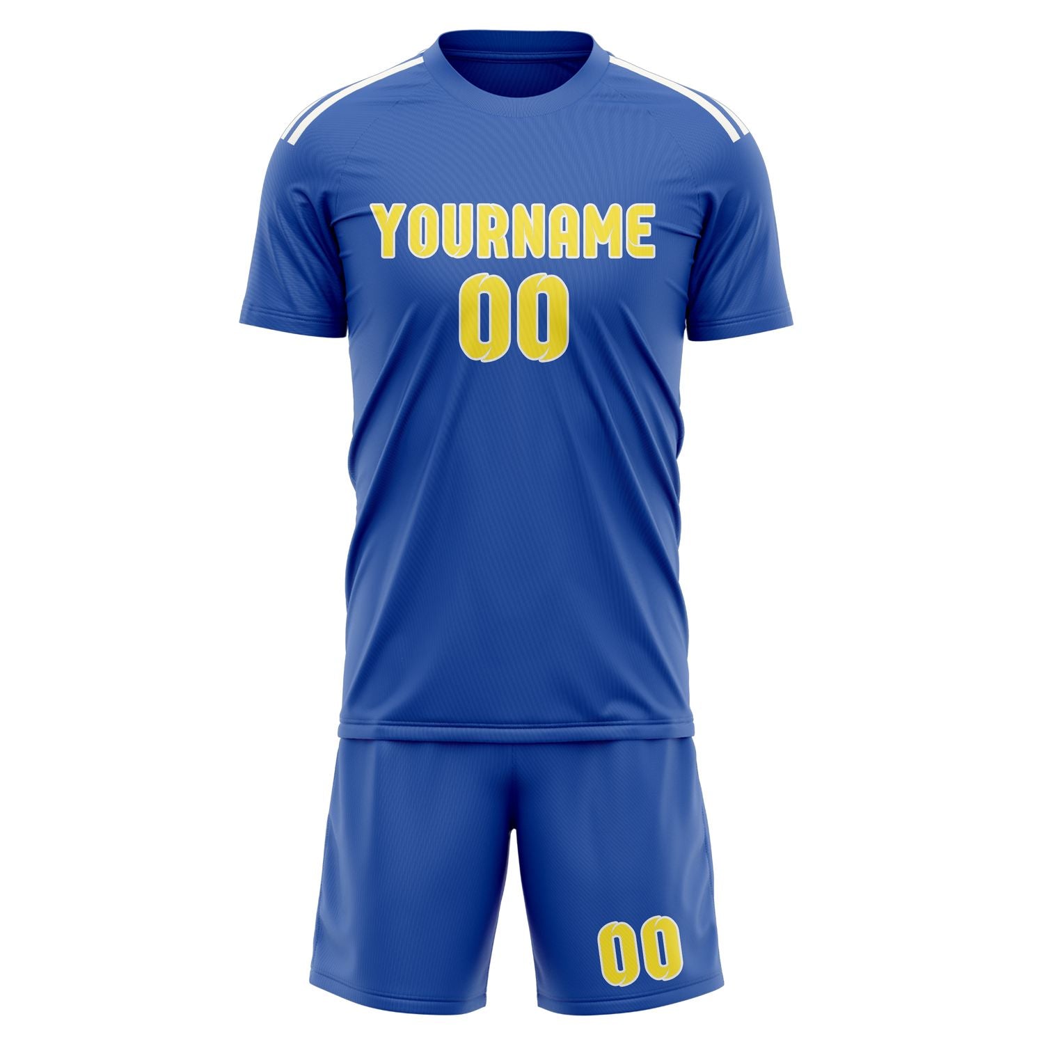 Custom Sky Blue Light Yellow Soccer Set