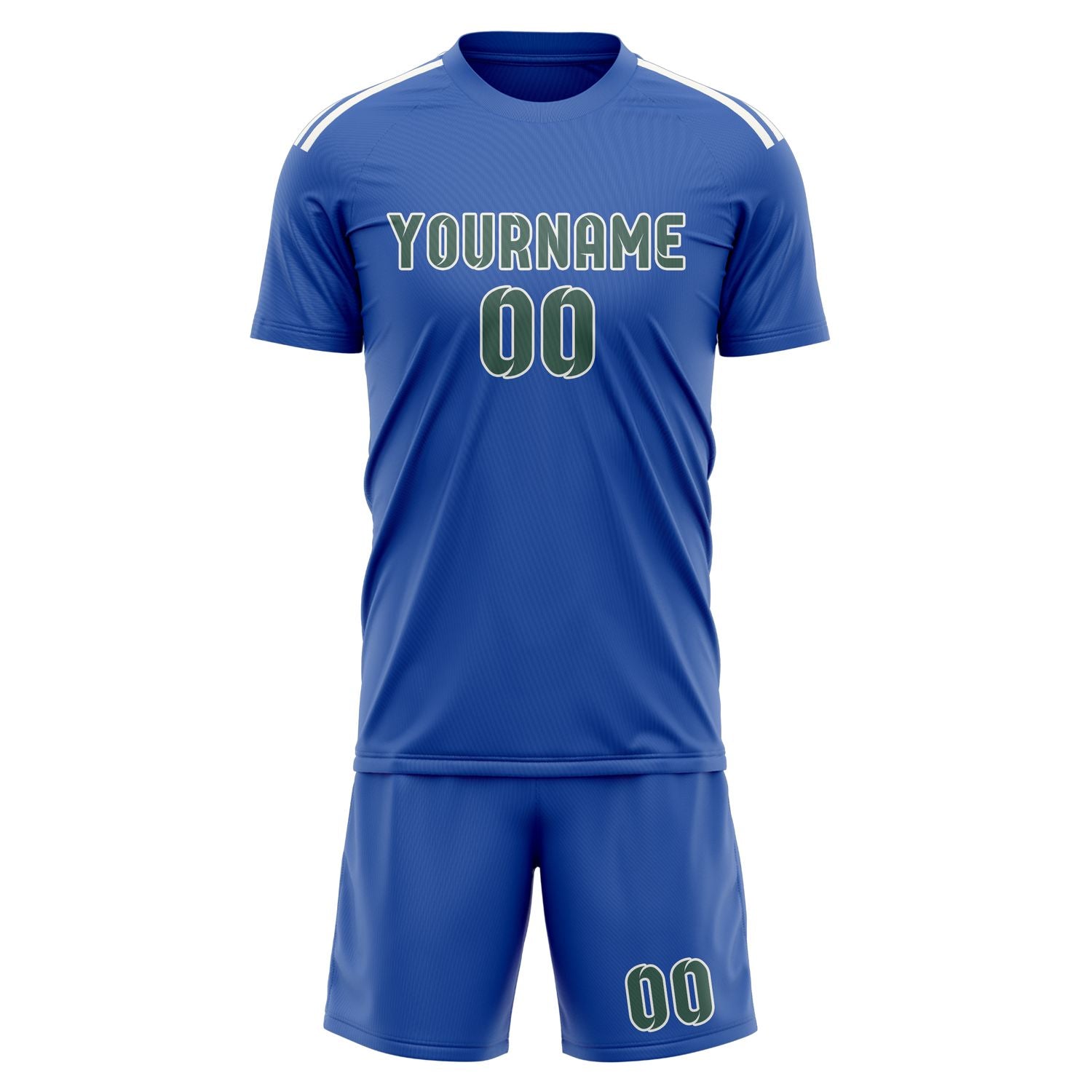 Custom Sky Blue Blue Green Soccer Set