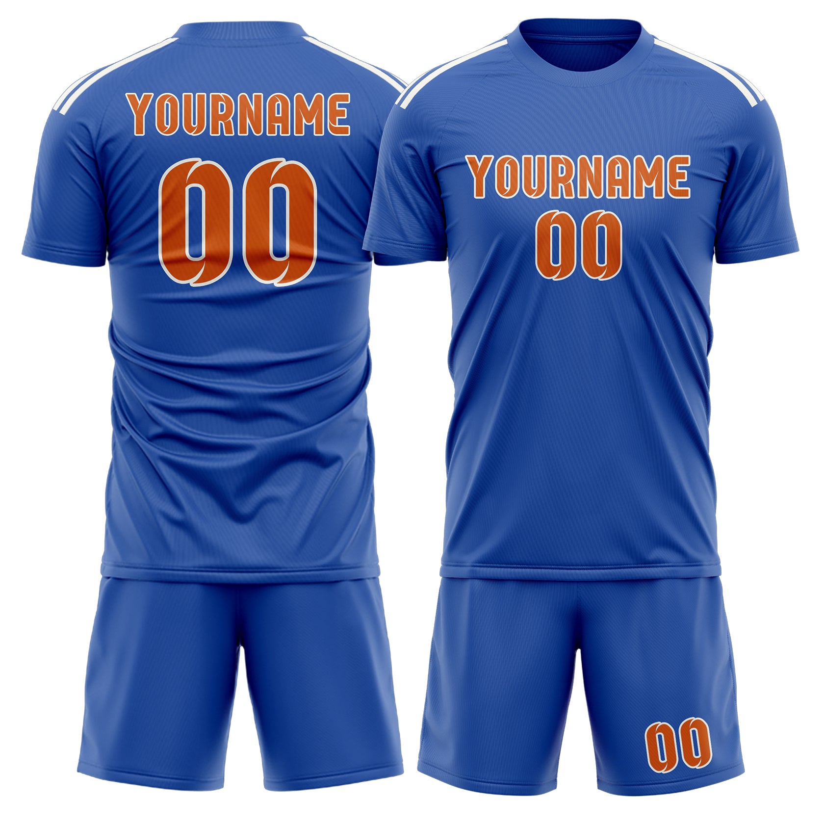 Custom Sky Blue Orange Soccer Set