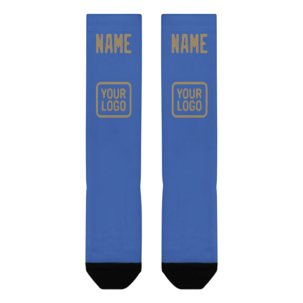 Custom Sky Blue Light Khaki Knee-High Sock