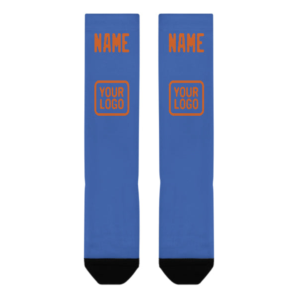 Custom Sky Blue Orange Knee-High Sock