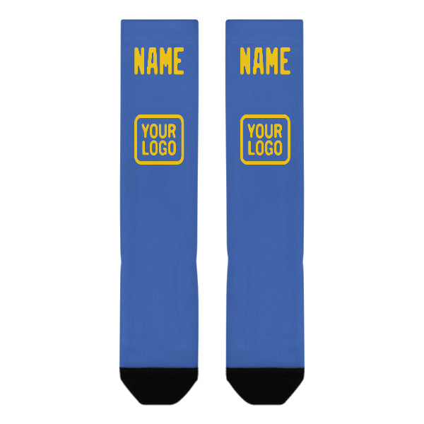 Custom Sky Blue Gold Knee-High Sock