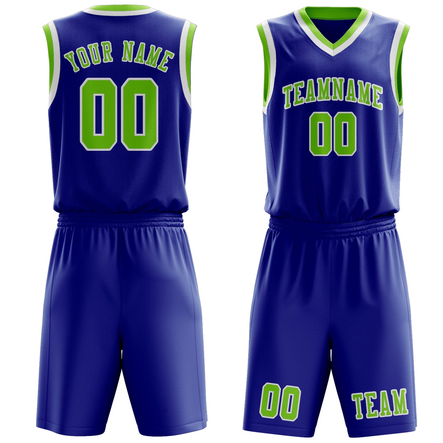 Custom Sky Blue Emerald Green Basketball Set
