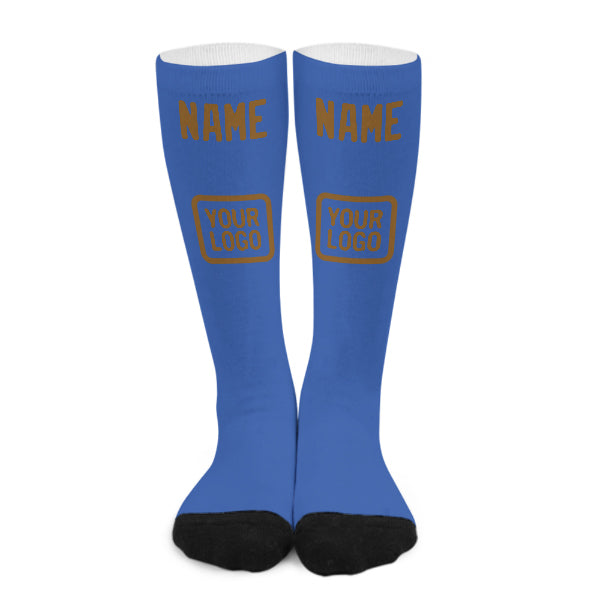 Custom Sky Blue Khaki Knee-High Sock