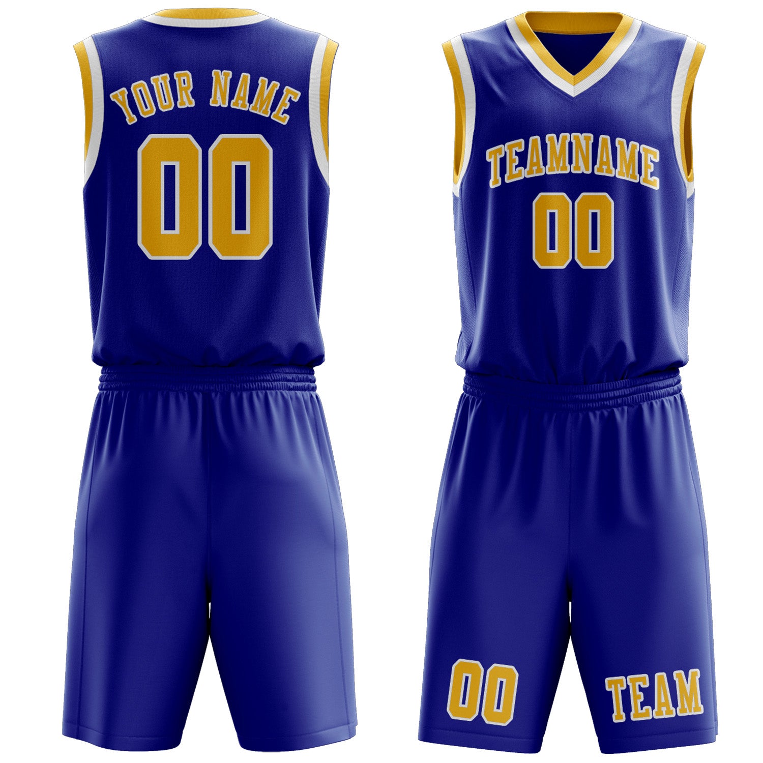 Custom Sky Blue Gold Basketball Set