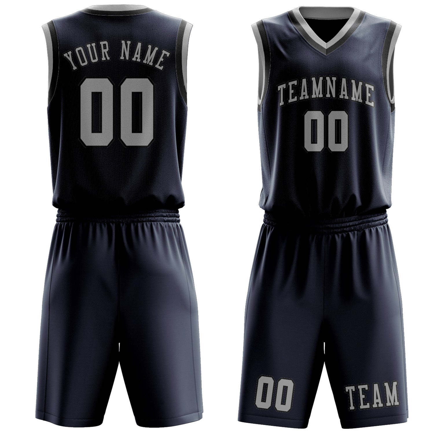 Custom Blue Gray Basketball Set