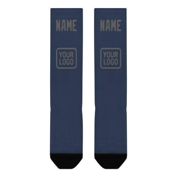 Custom Blue Dark Grey Knee-High Sock