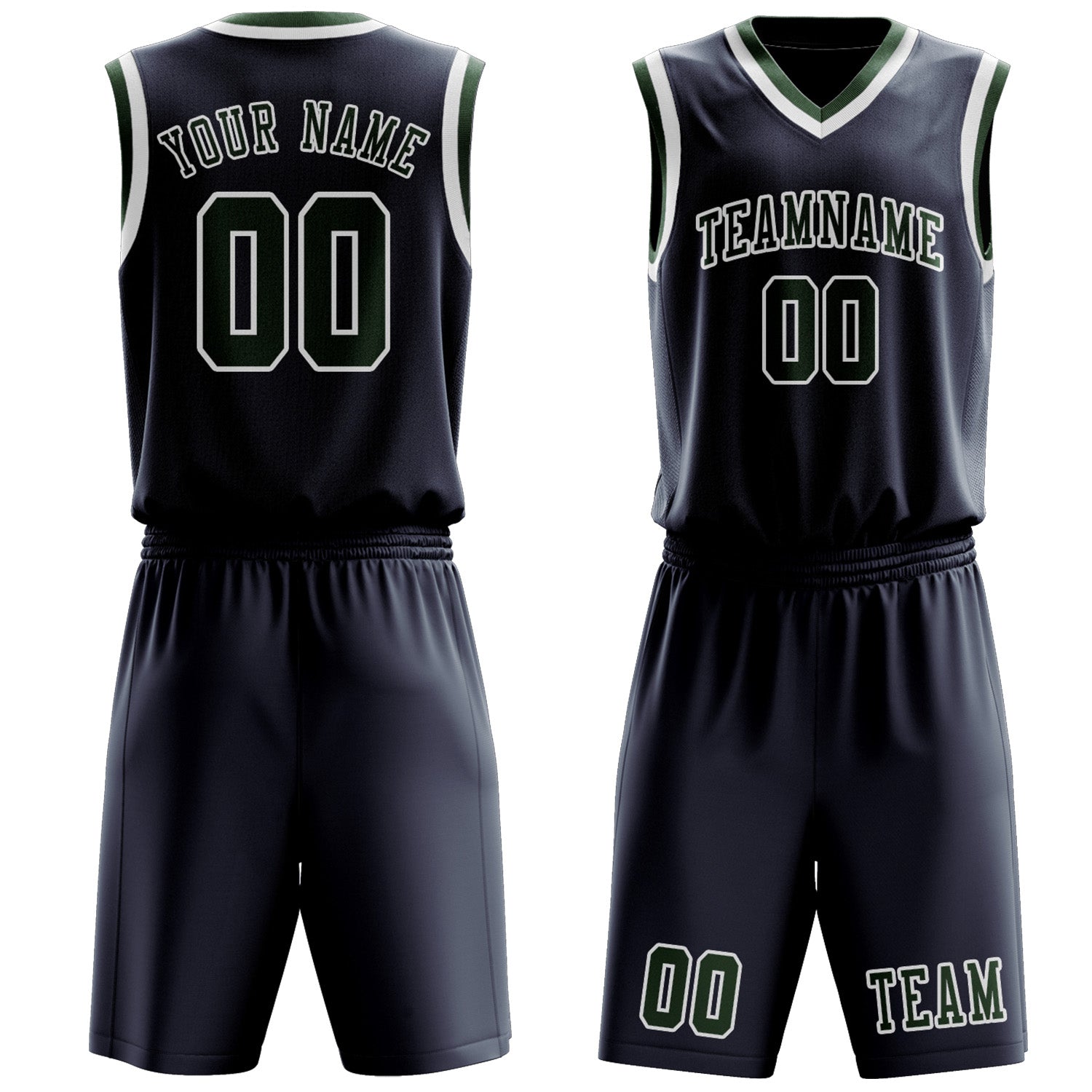 Custom Blue Dark Green Basketball Set