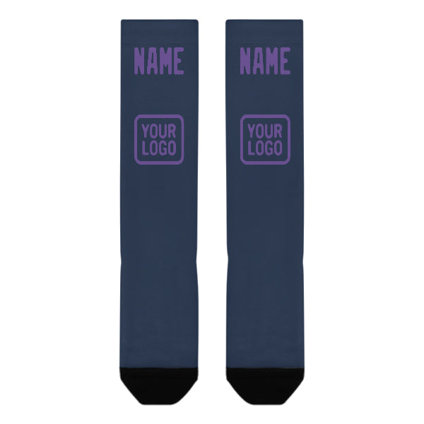 Custom Blue Light Purple Knee-High Sock