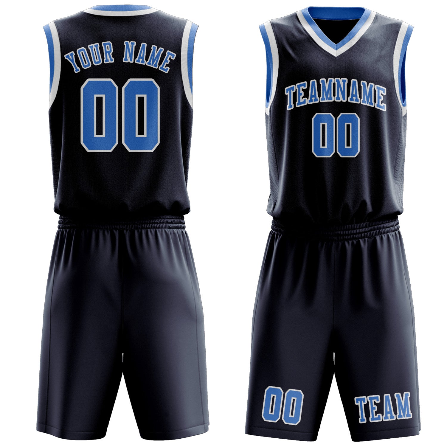 Custom Blue Light Blue Basketball Set