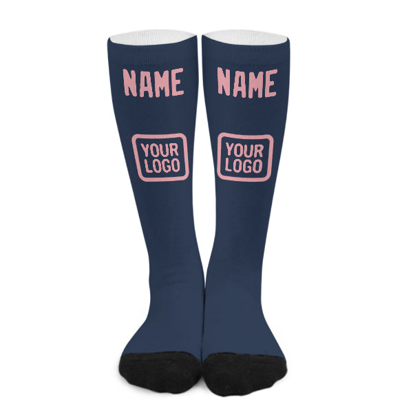 Custom Blue Light Pink Knee-High Sock