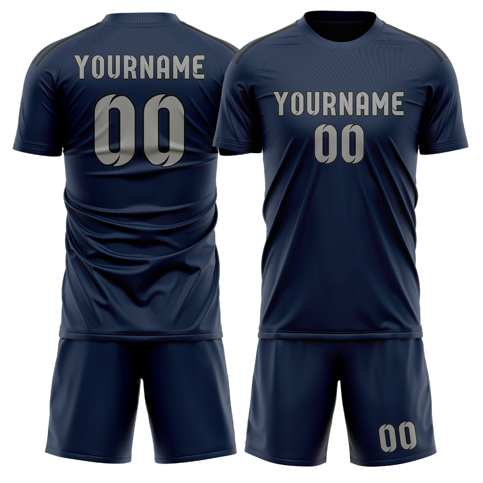 Custom Blue Gray Soccer Set