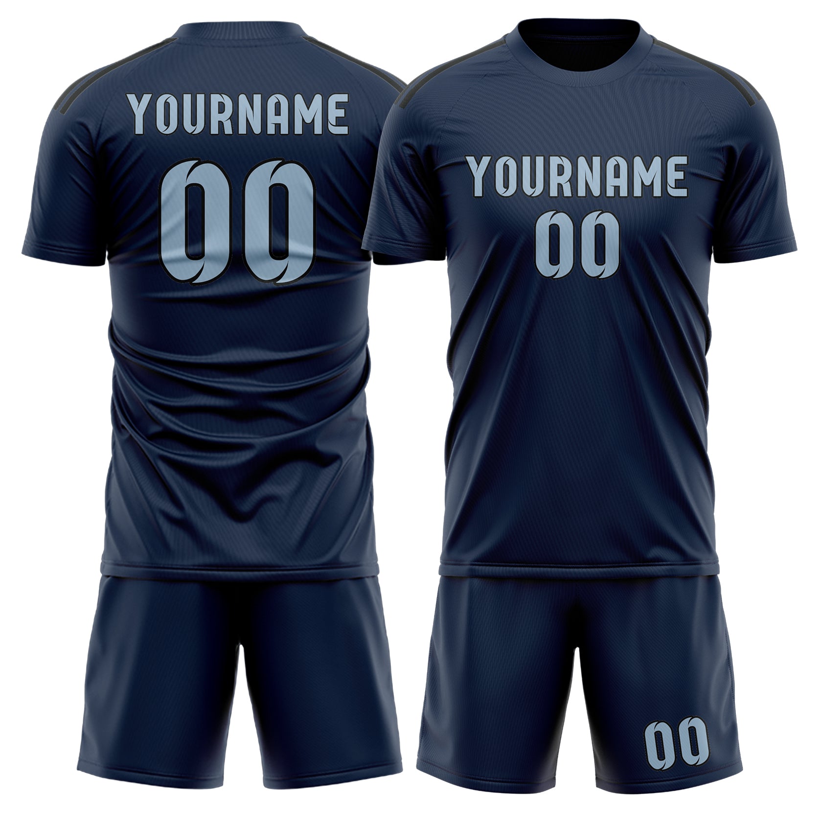Custom Blue Light Blue Soccer Set