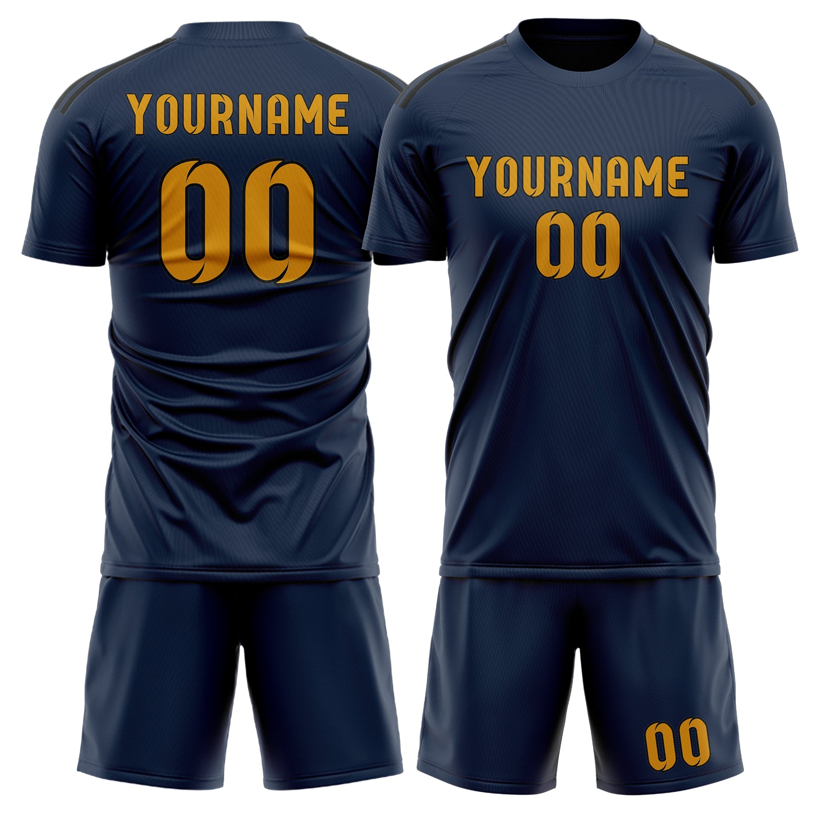 Custom Blue Yellow Soccer Set