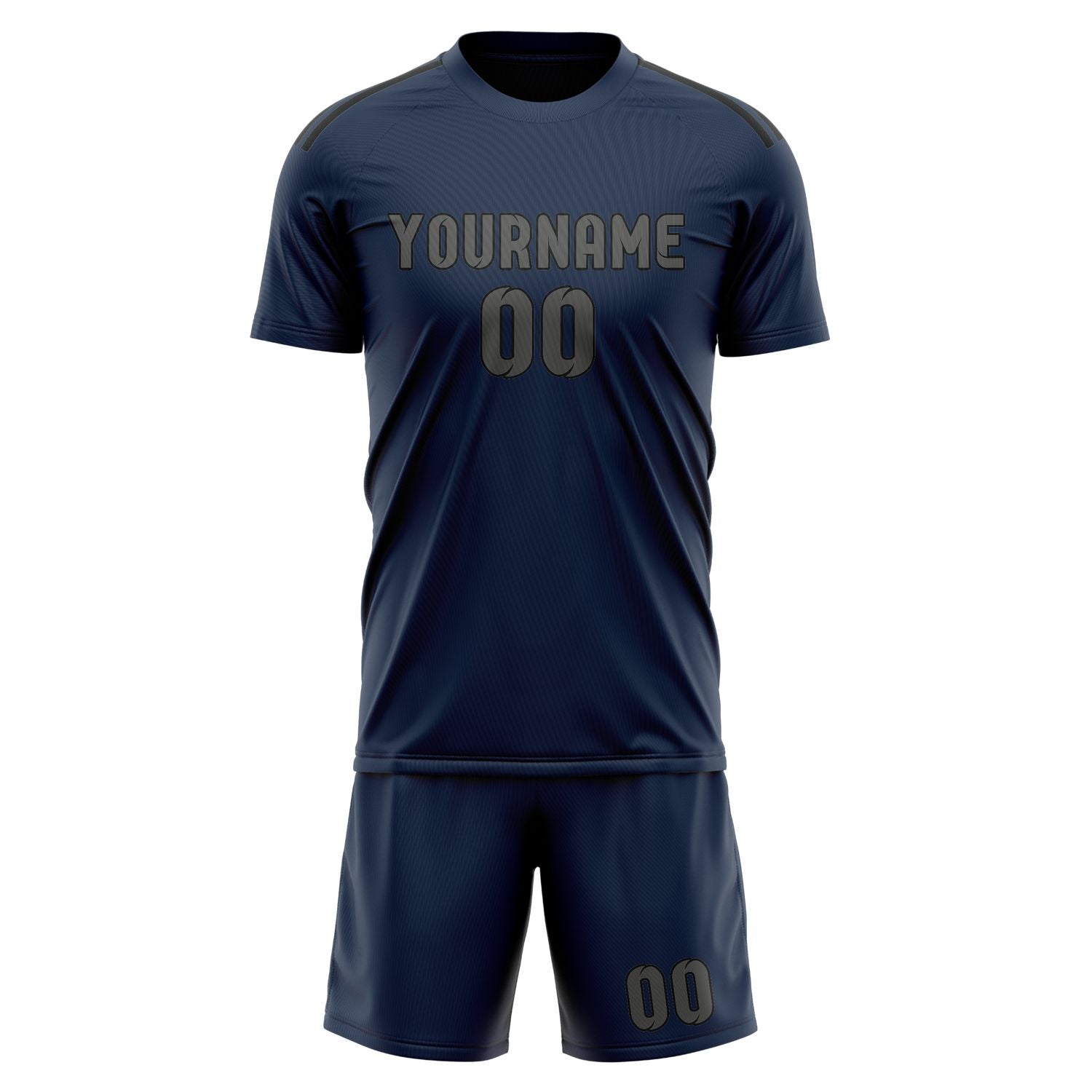Custom Blue Dark Grey Soccer Set
