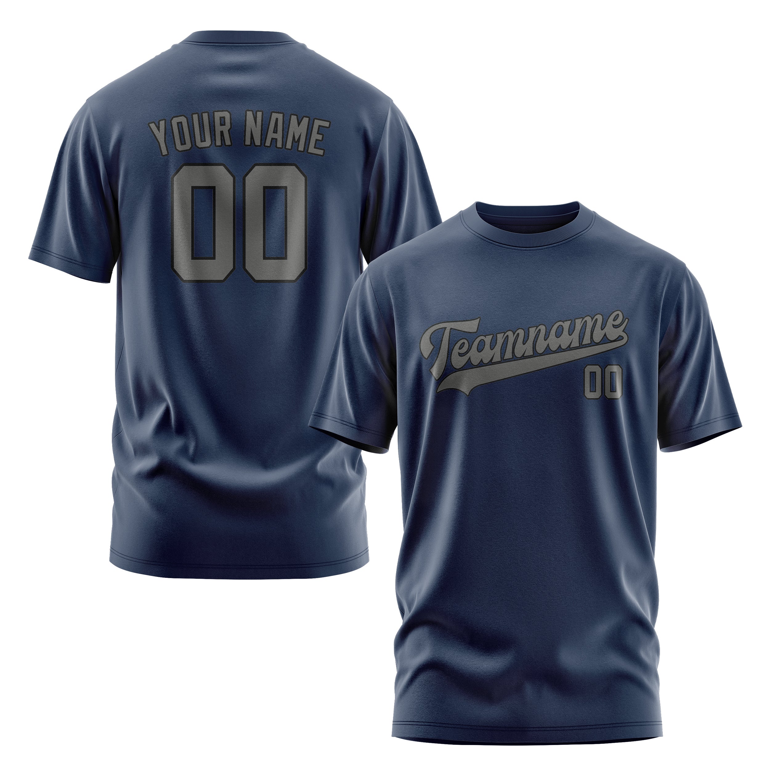 Custom Blue Dark Grey T-Shirt