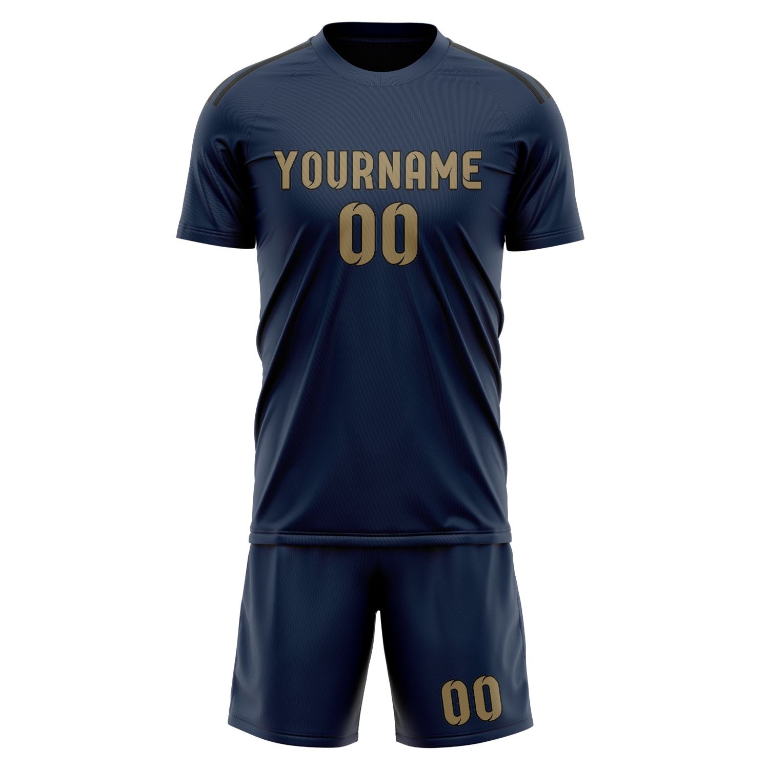 Custom Blue Light Khaki Soccer Set