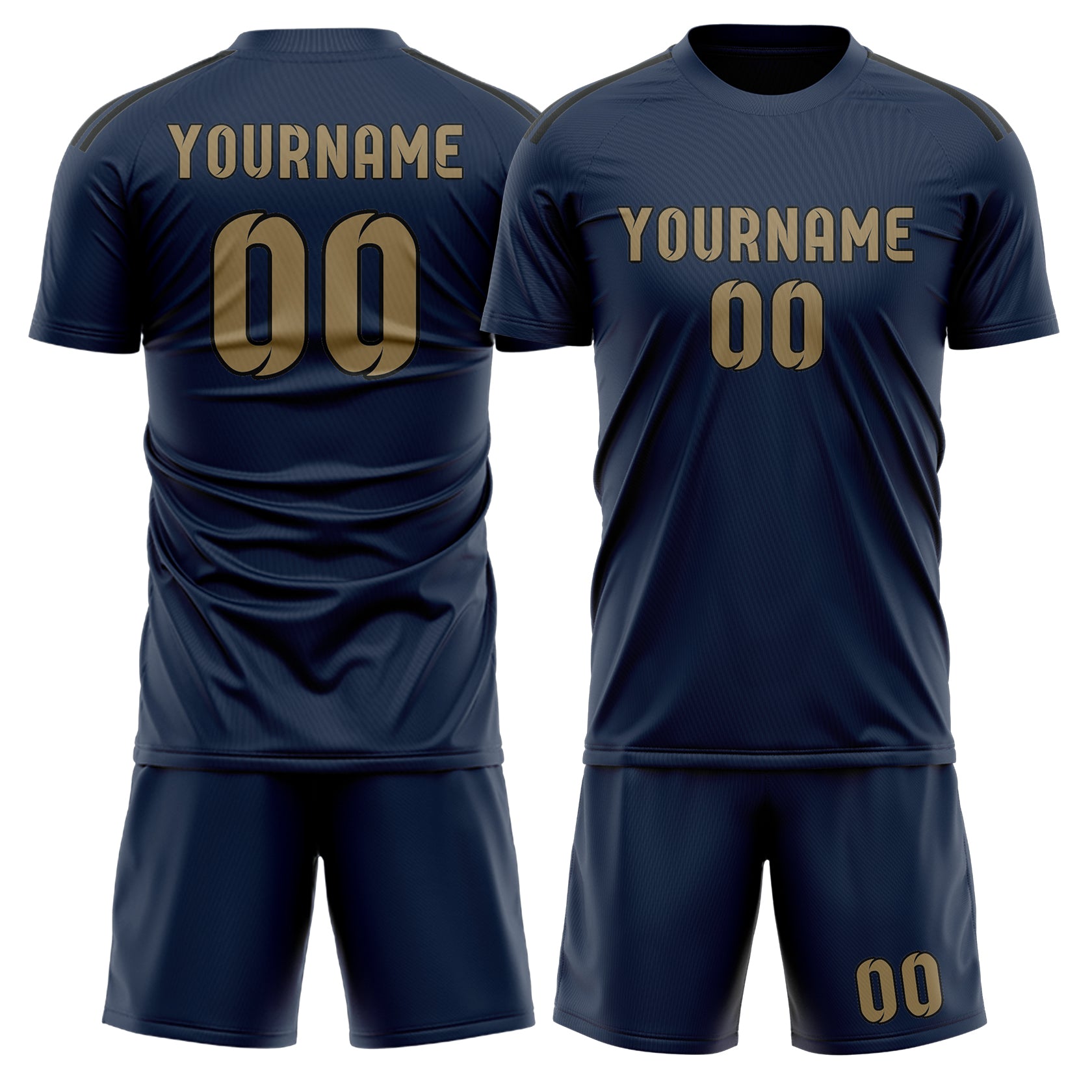 Custom Blue Light Khaki Soccer Set