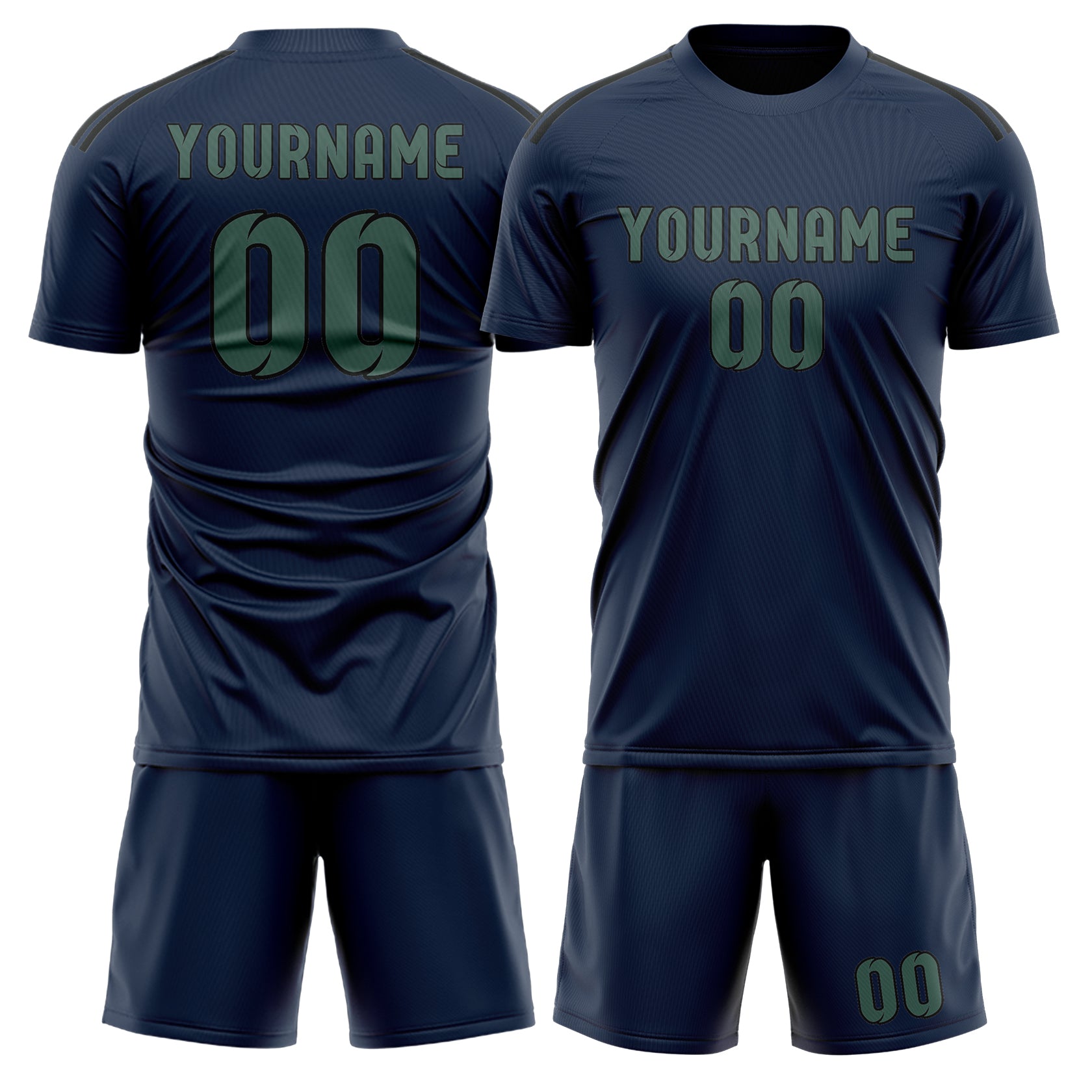 Custom Blue Blue Green Soccer Set