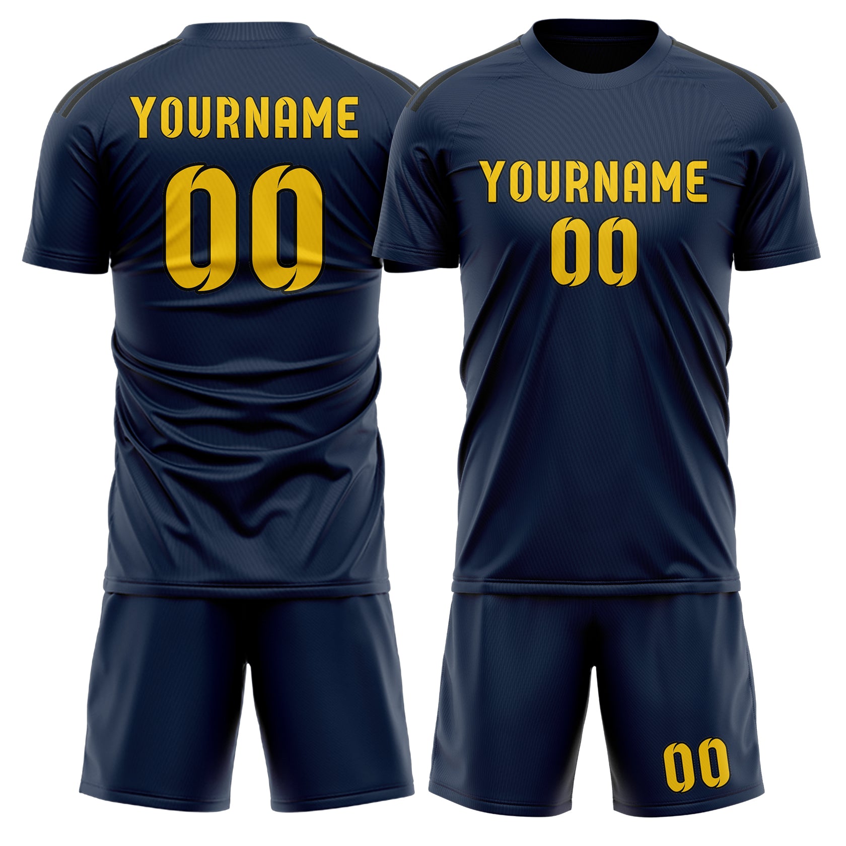 Custom Blue Gold Soccer Set