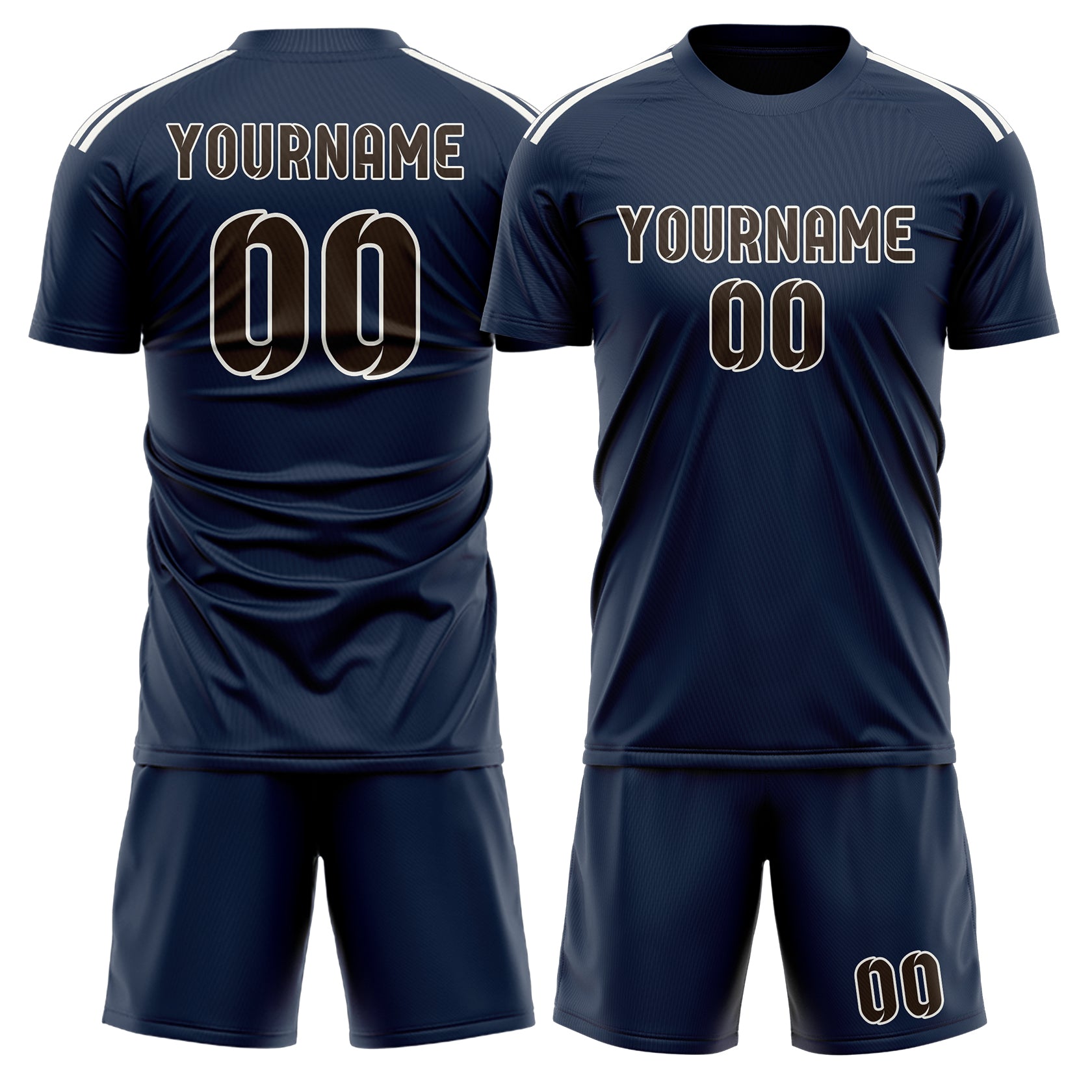 Custom Blue Brown Soccer Set
