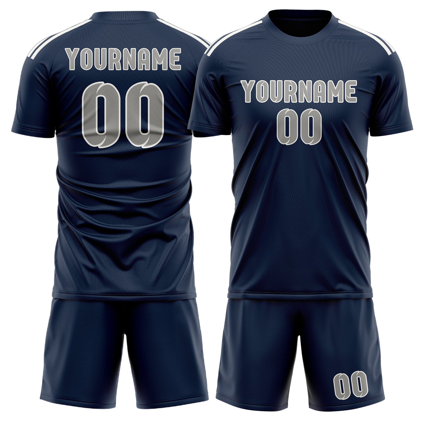 Custom Blue Gray Soccer Set