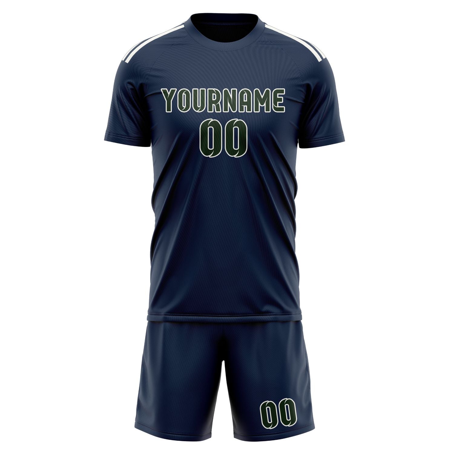 Custom Blue Dark Green Soccer Set