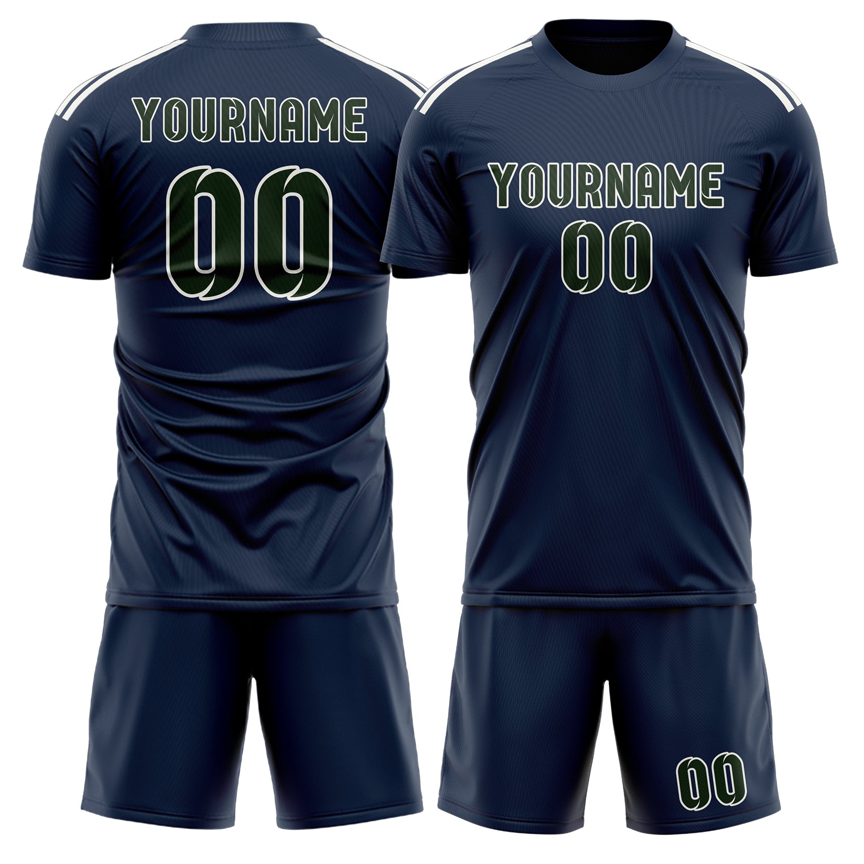 Custom Blue Dark Green Soccer Set