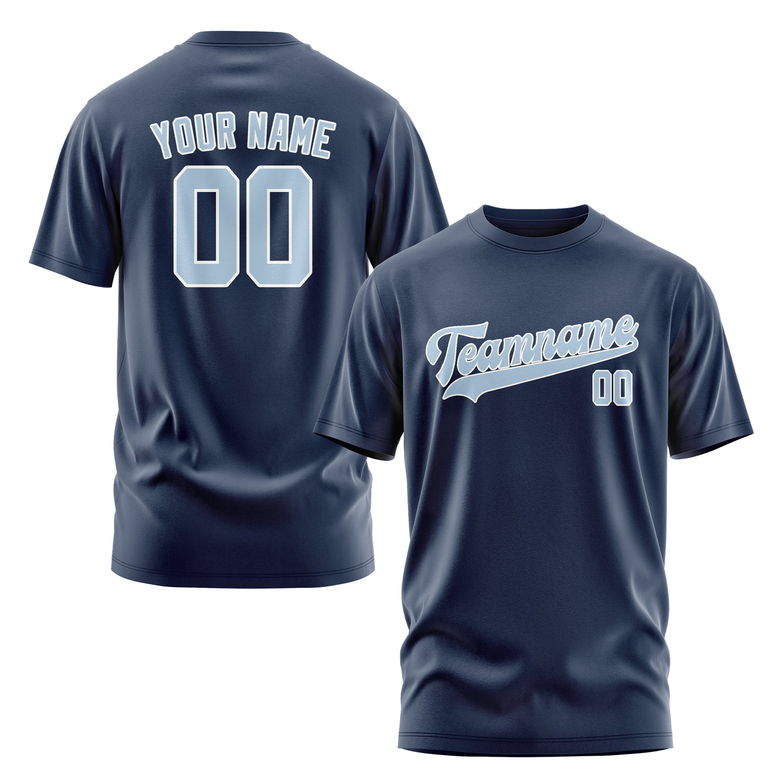 Custom Blue Light Blue T-Shirt