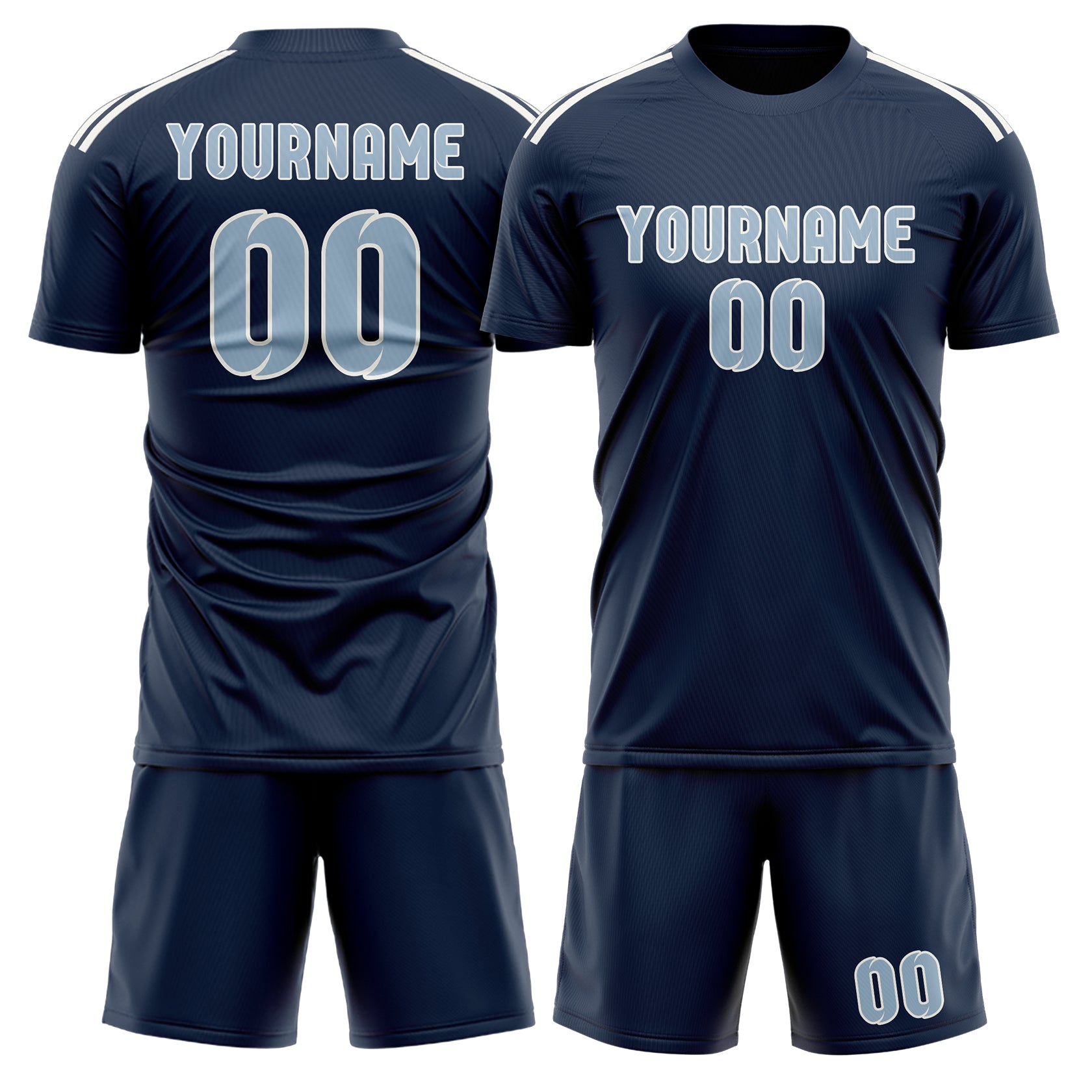 Custom Blue Light Blue Soccer Set