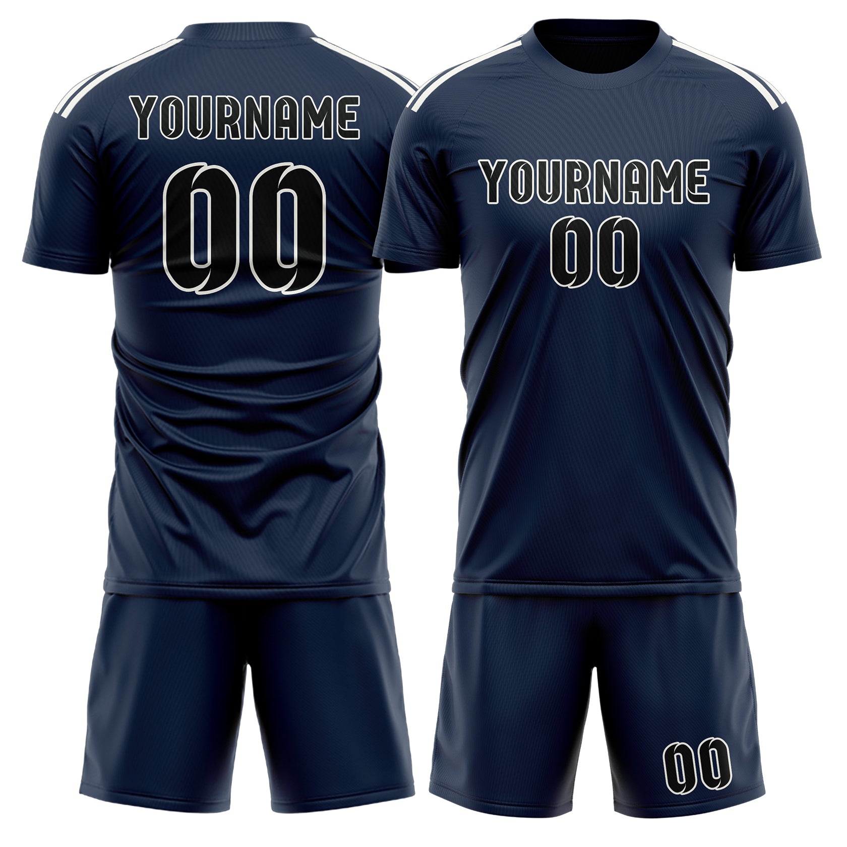 Custom Blue Black Soccer Set