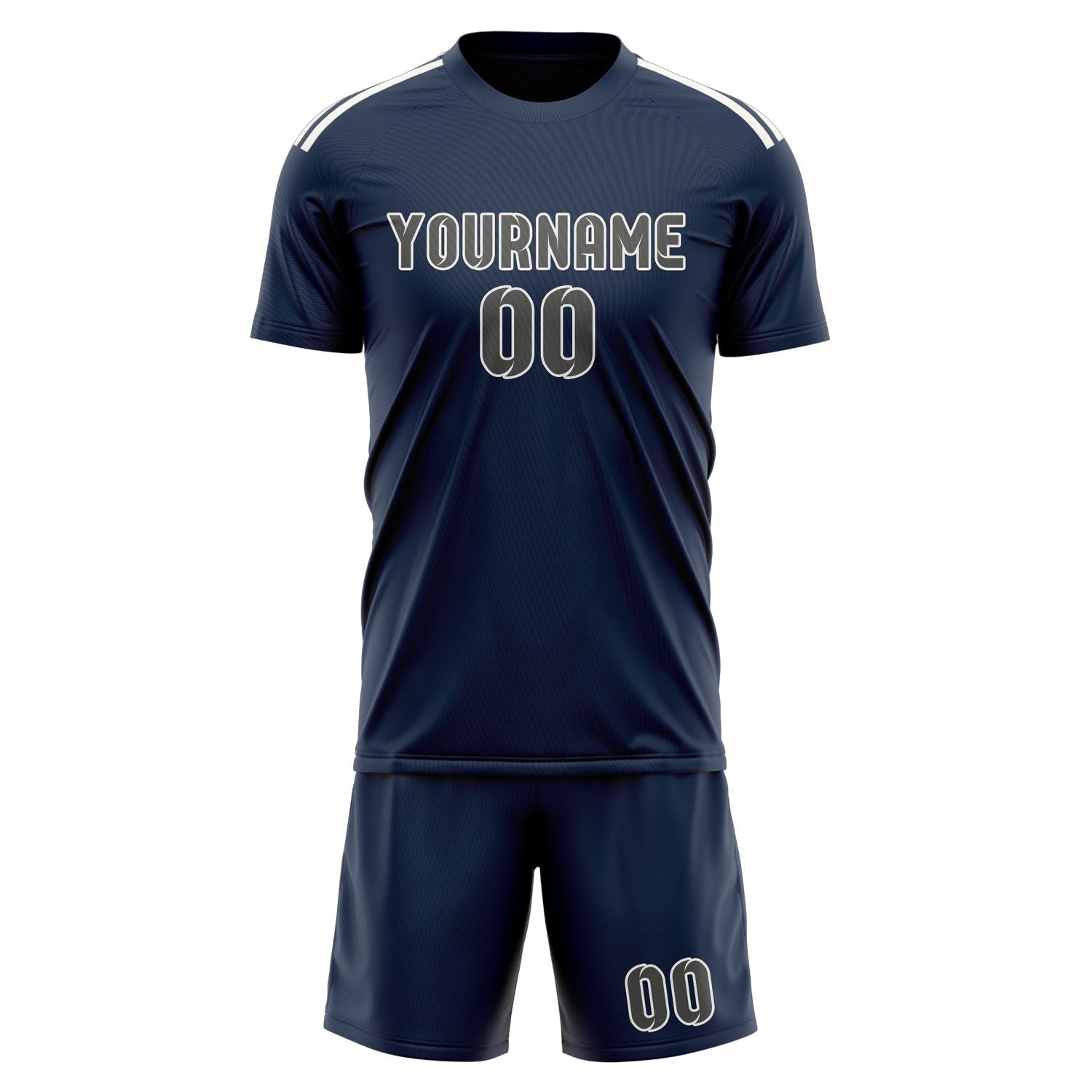 Custom Blue Dark Grey Soccer Set