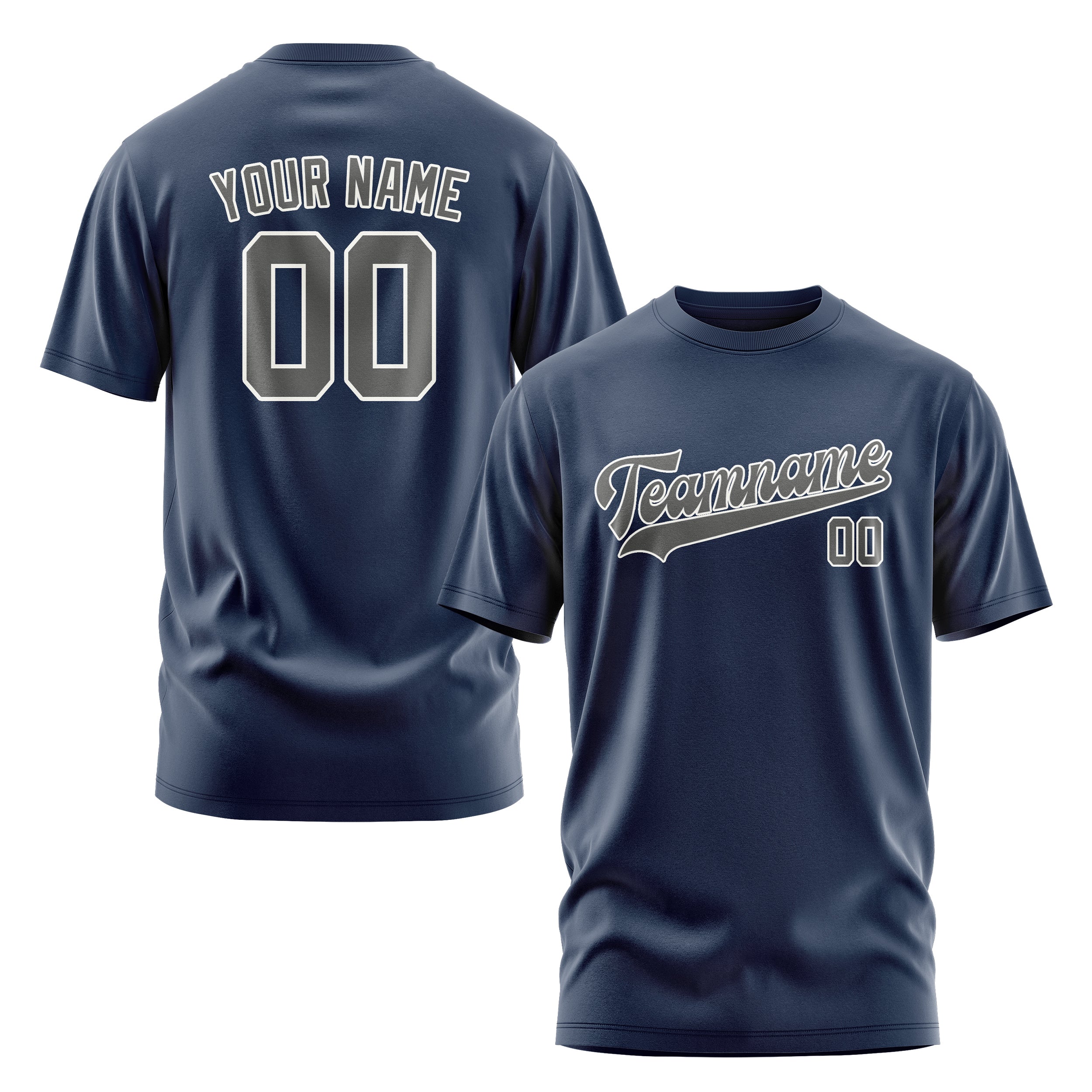 Custom Blue Dark Grey T-Shirt