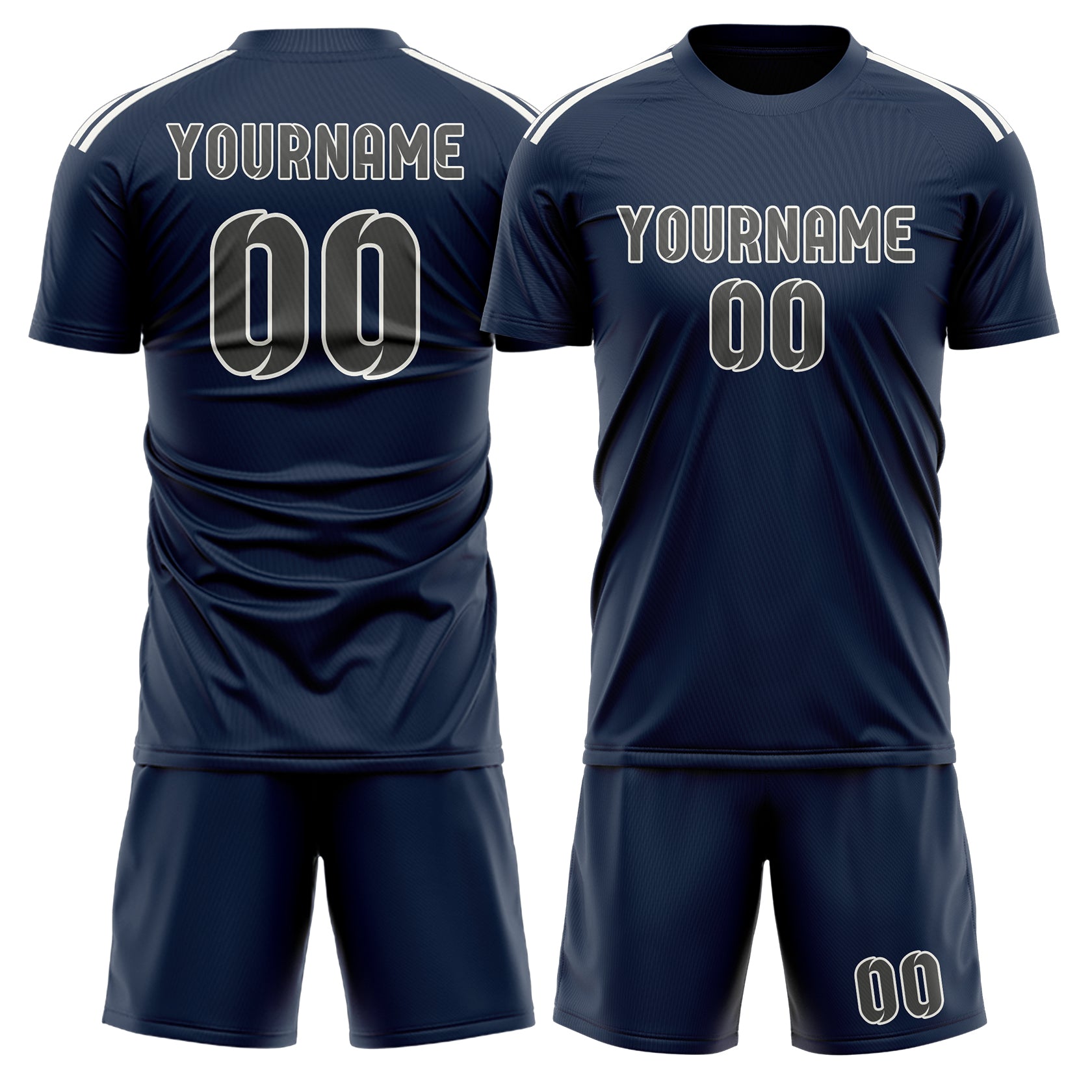 Custom Blue Dark Grey Soccer Set