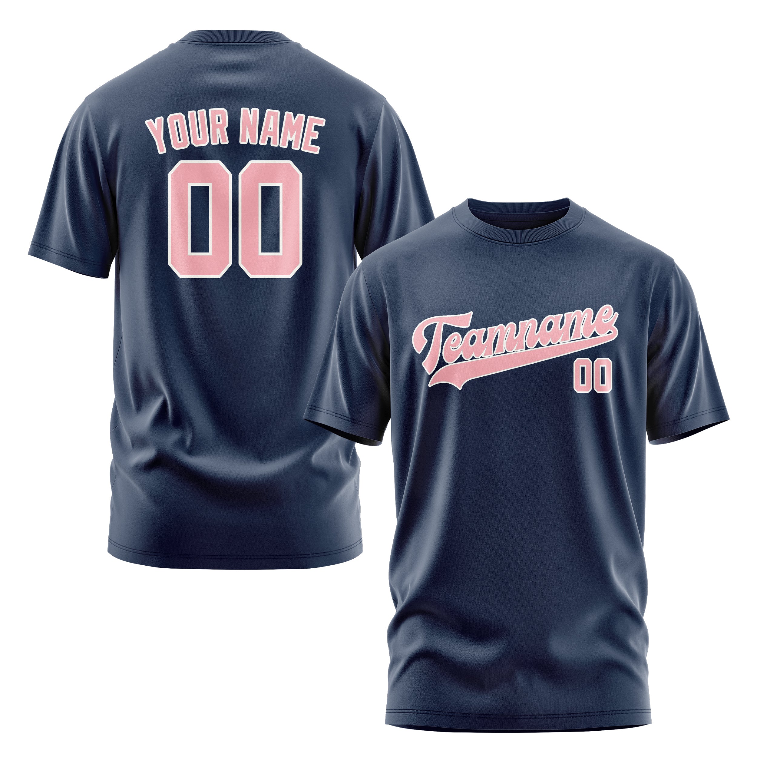 Custom Blue Light Pink T-Shirt