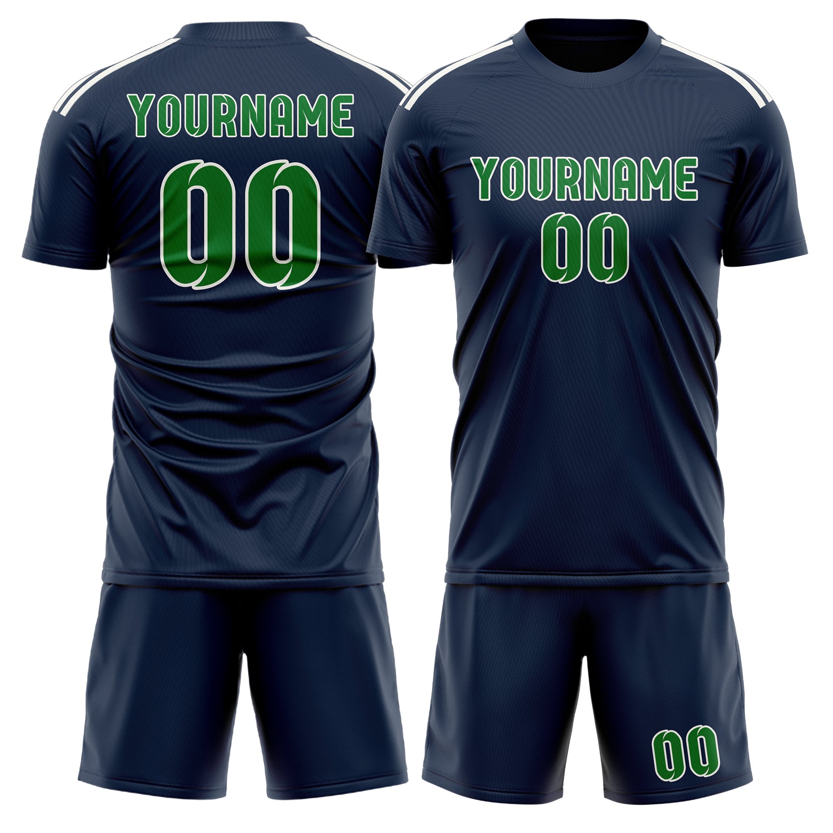 Custom Blue Emerald Green Soccer Set