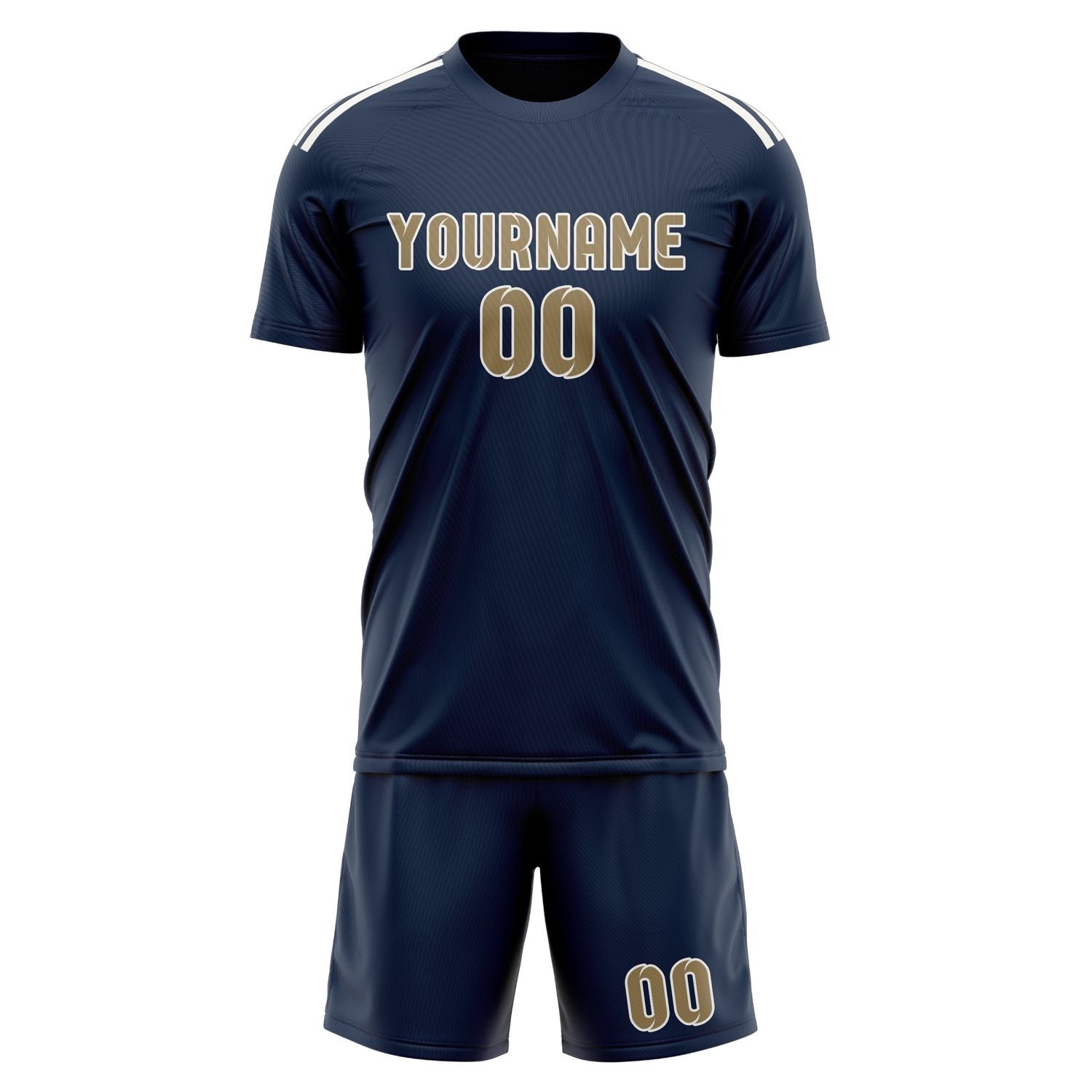 Custom Blue Light Khaki Soccer Set