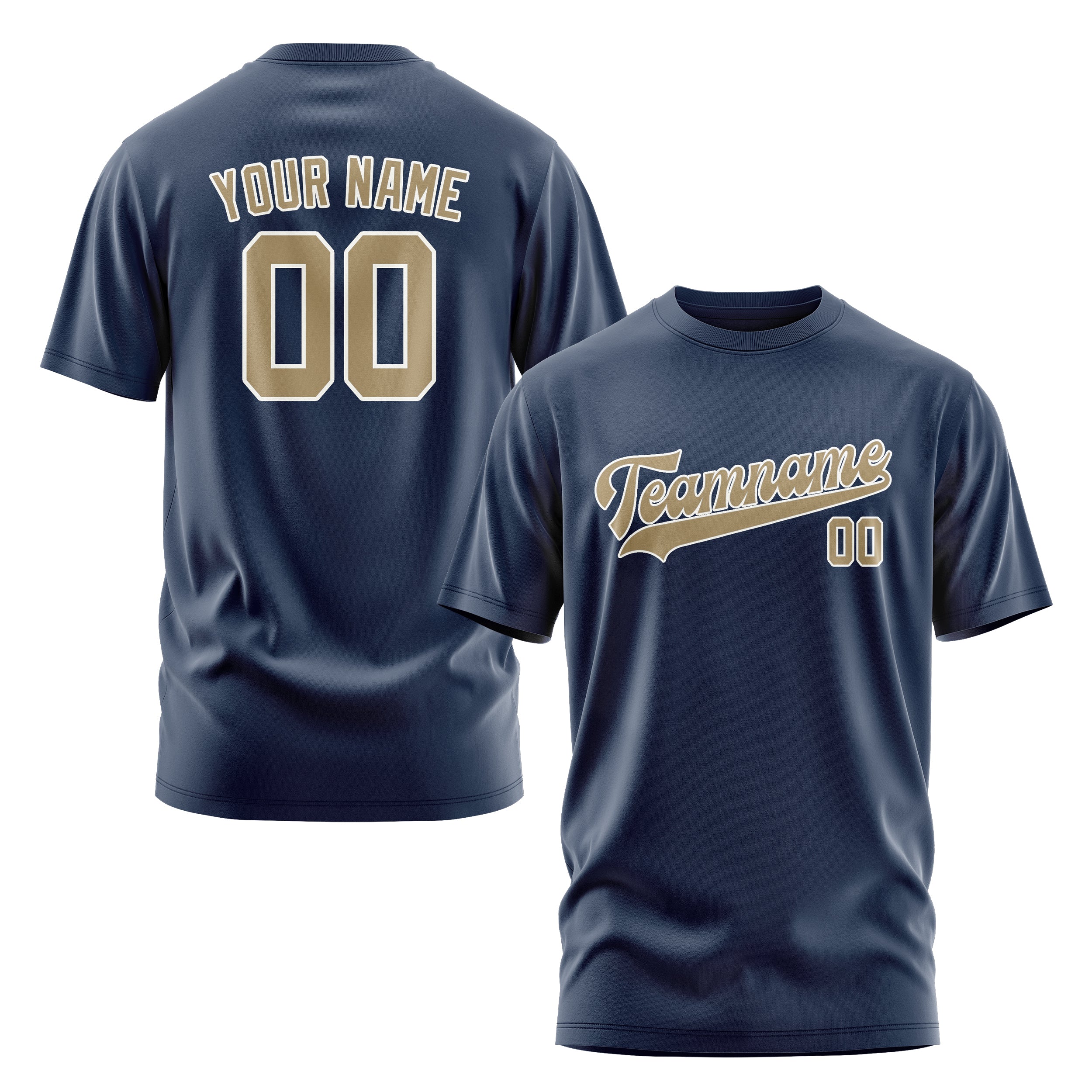 Custom Blue Light Khaki T-Shirt