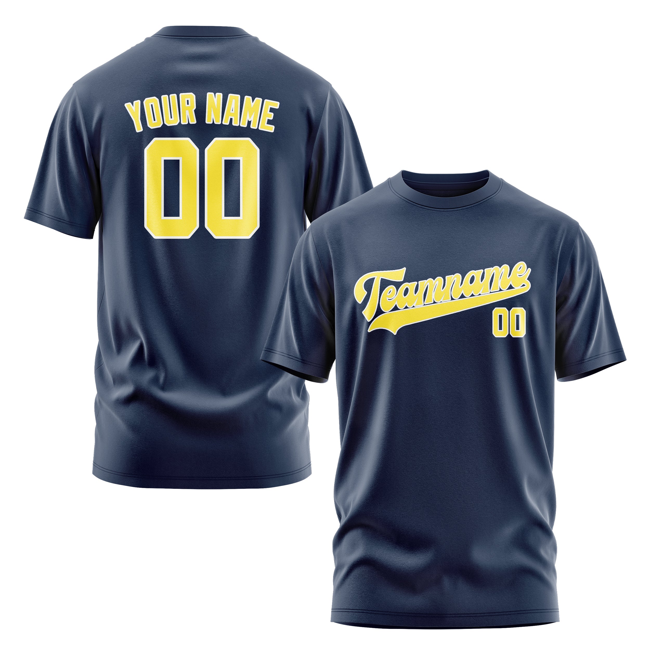 Custom Blue Light Yellow T-Shirt